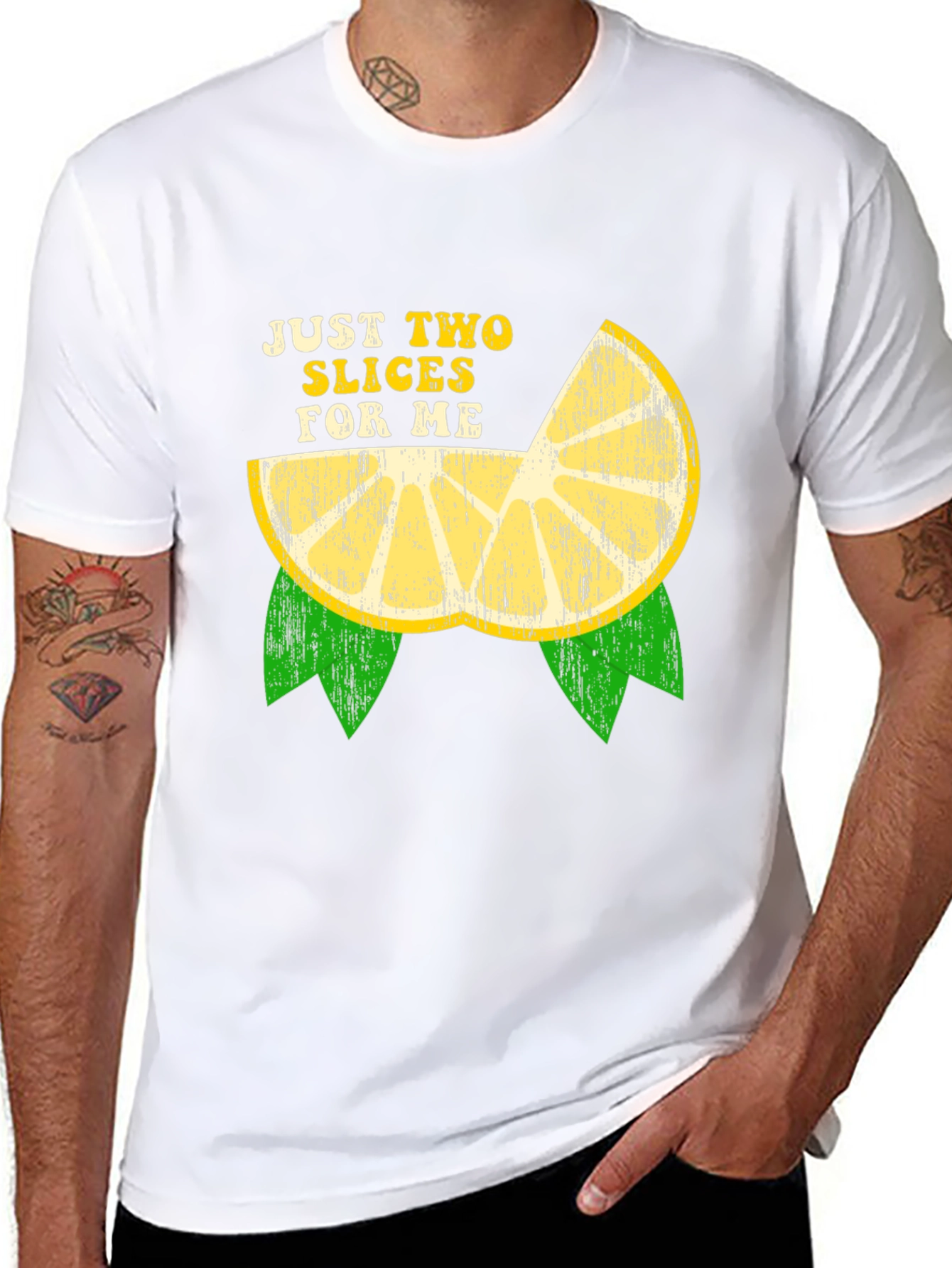 Black Just Two Slices For Me Funny Lemon Graphic T-Shirt view 8