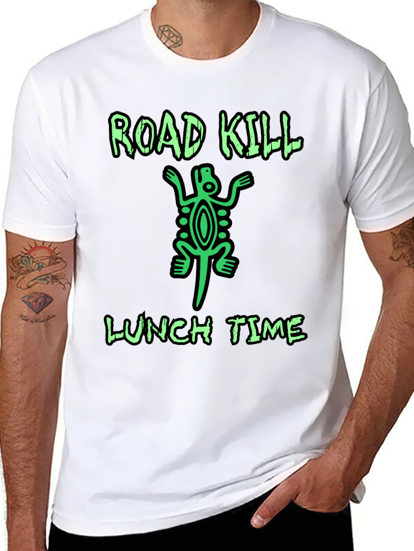 Black Road Kill Lunch Time Graphic T-Shirt view 8