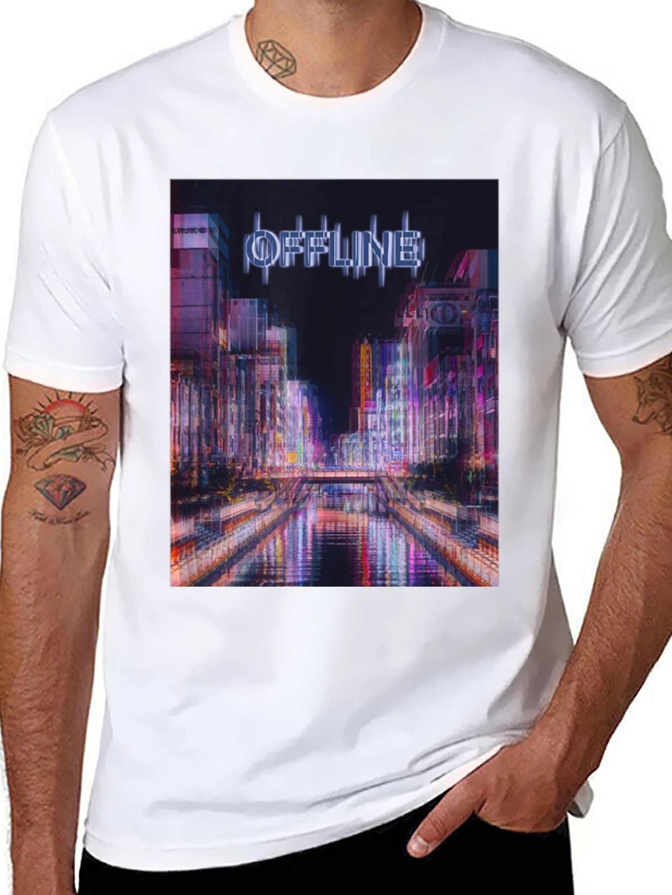 Black Offline Cityscape Graphic T-Shirt view 8