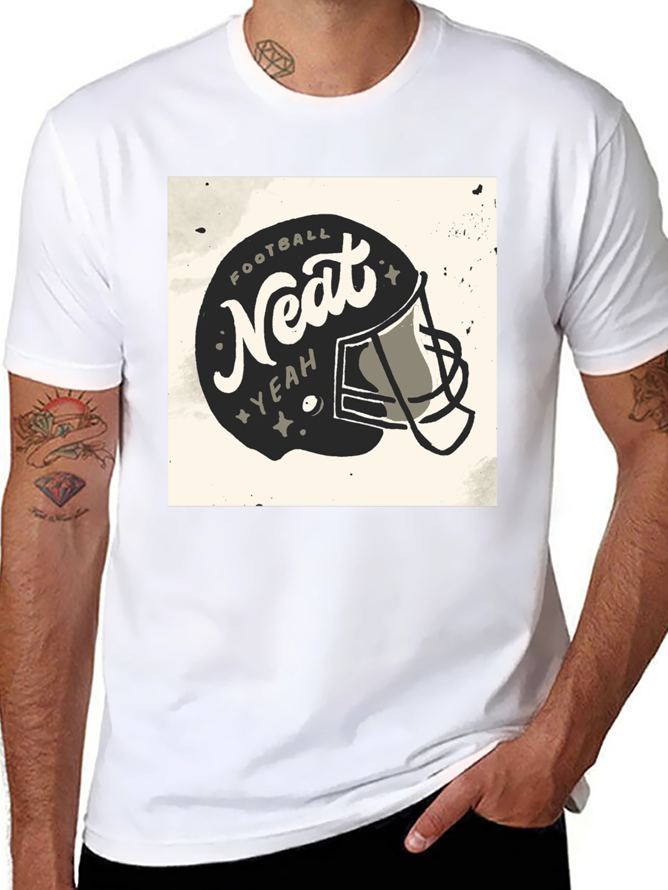 Black Football Neat Yeah Graphic T-Shirt - Sport Casual Tee view 8