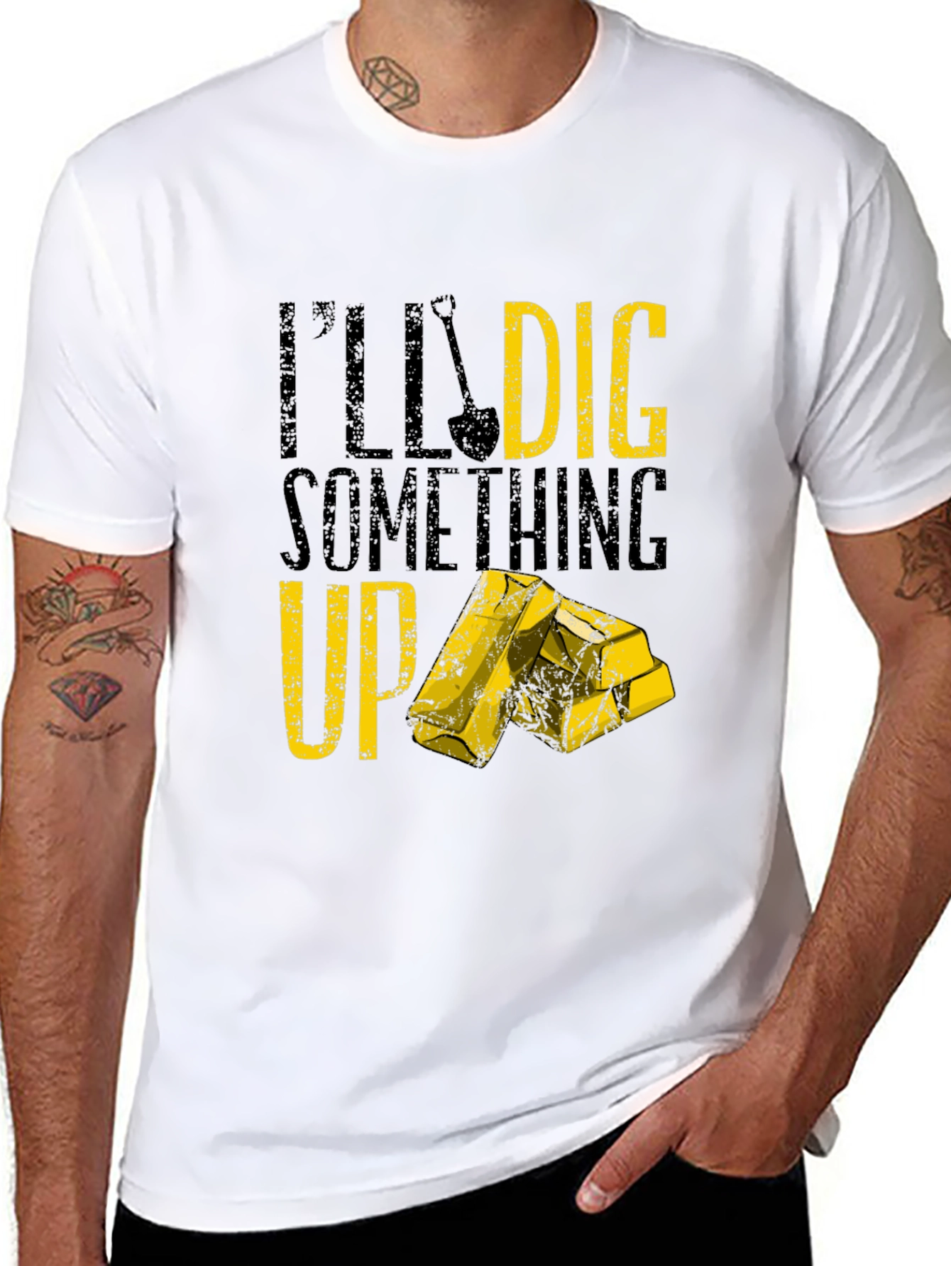 Black I'll Dig Something Up T-Shirt - Funny Gold Miner Tee view 8