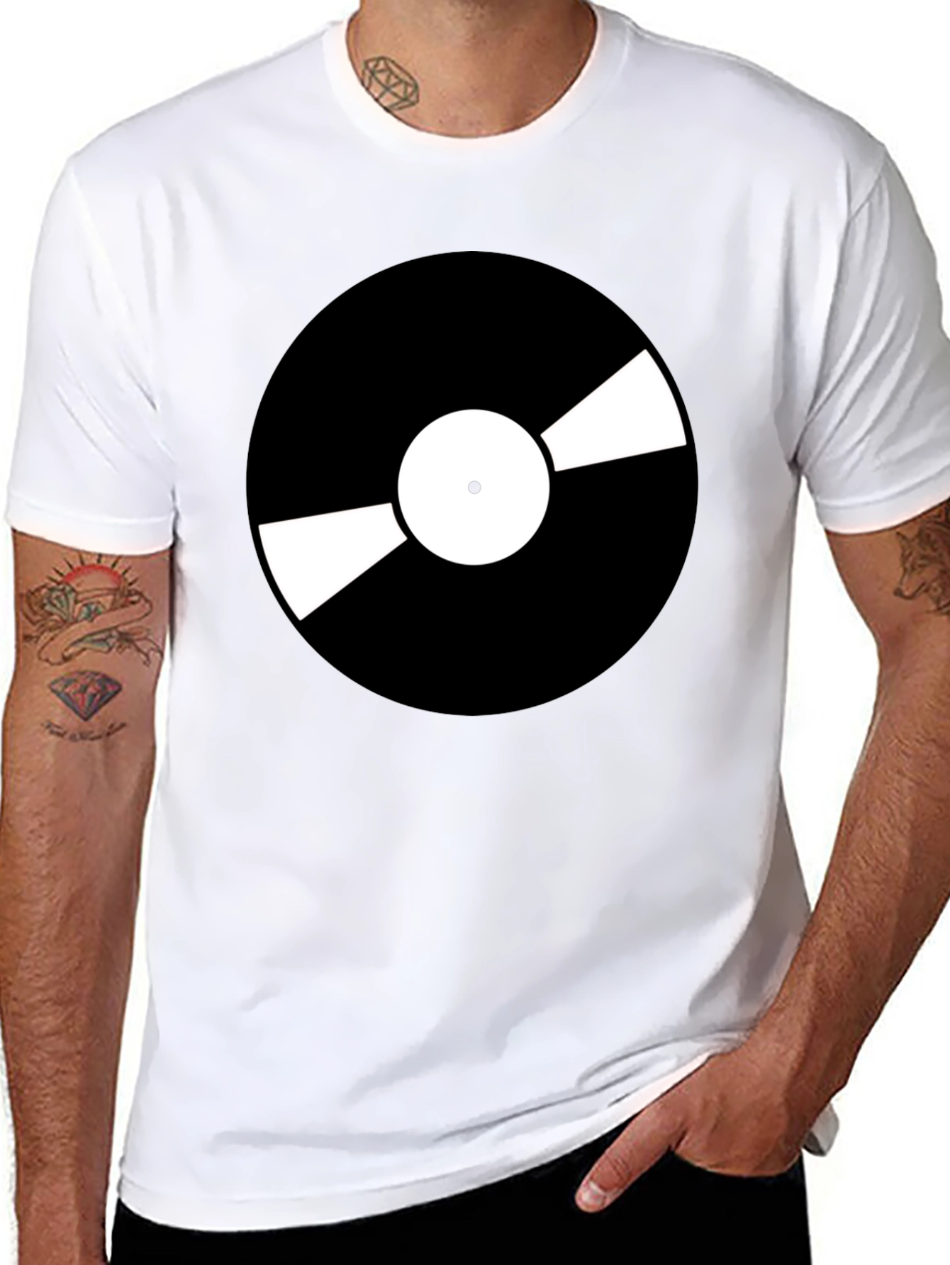 Black Retro Vinyl Record Graphic T-Shirt - Cool Music Lover Tee view 8