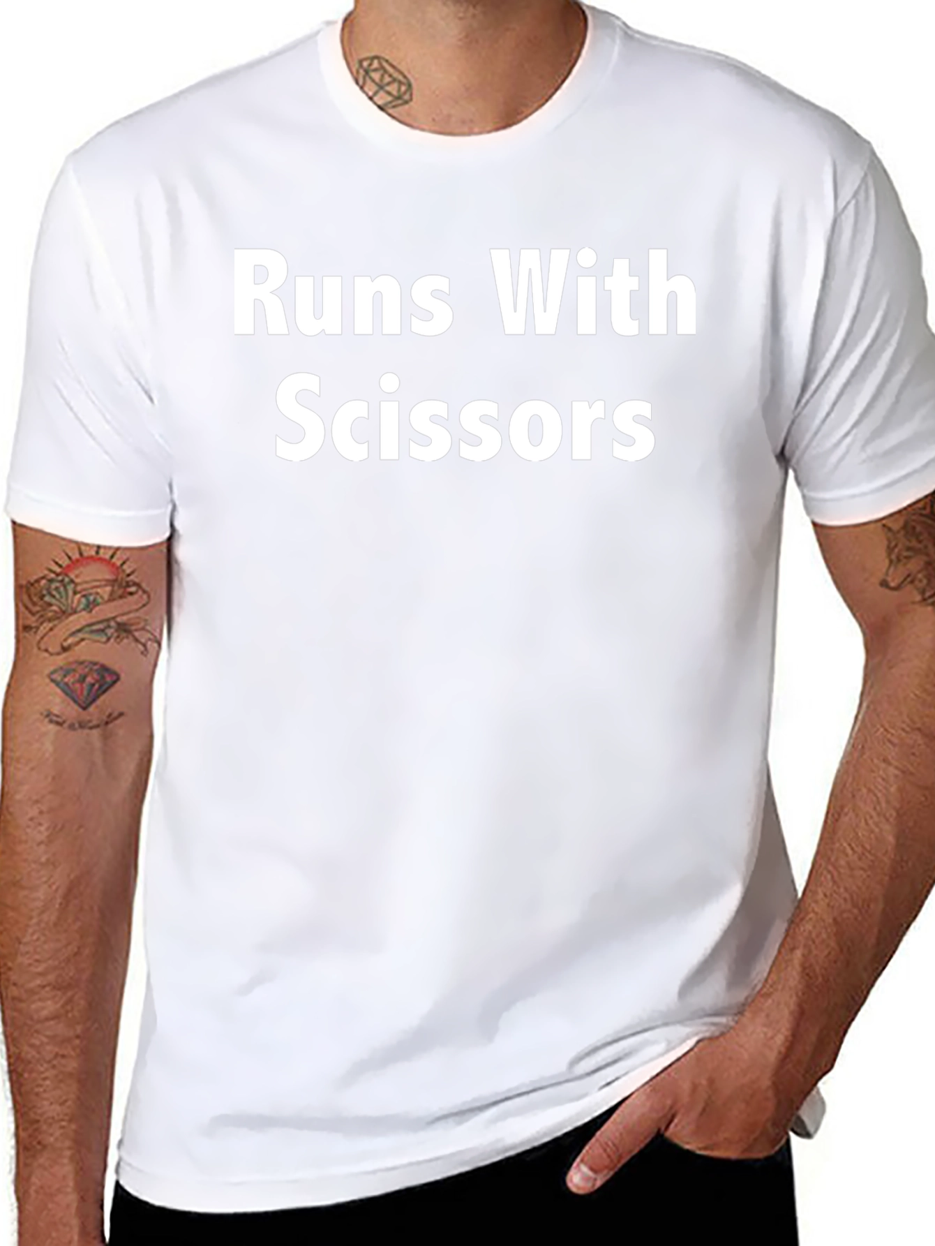 Black Runs With Scissors Black Graphic Tee view 8