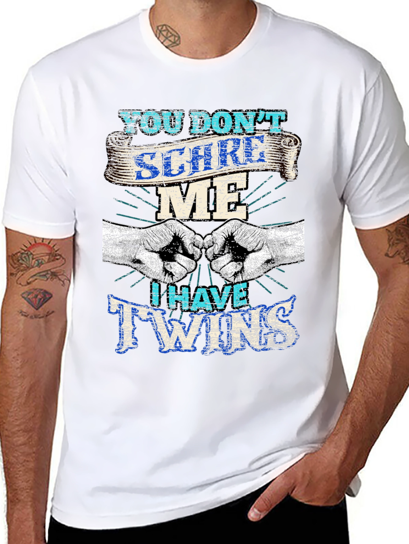 Black You Don't Scare Me I Have Twins T-Shirt view 8