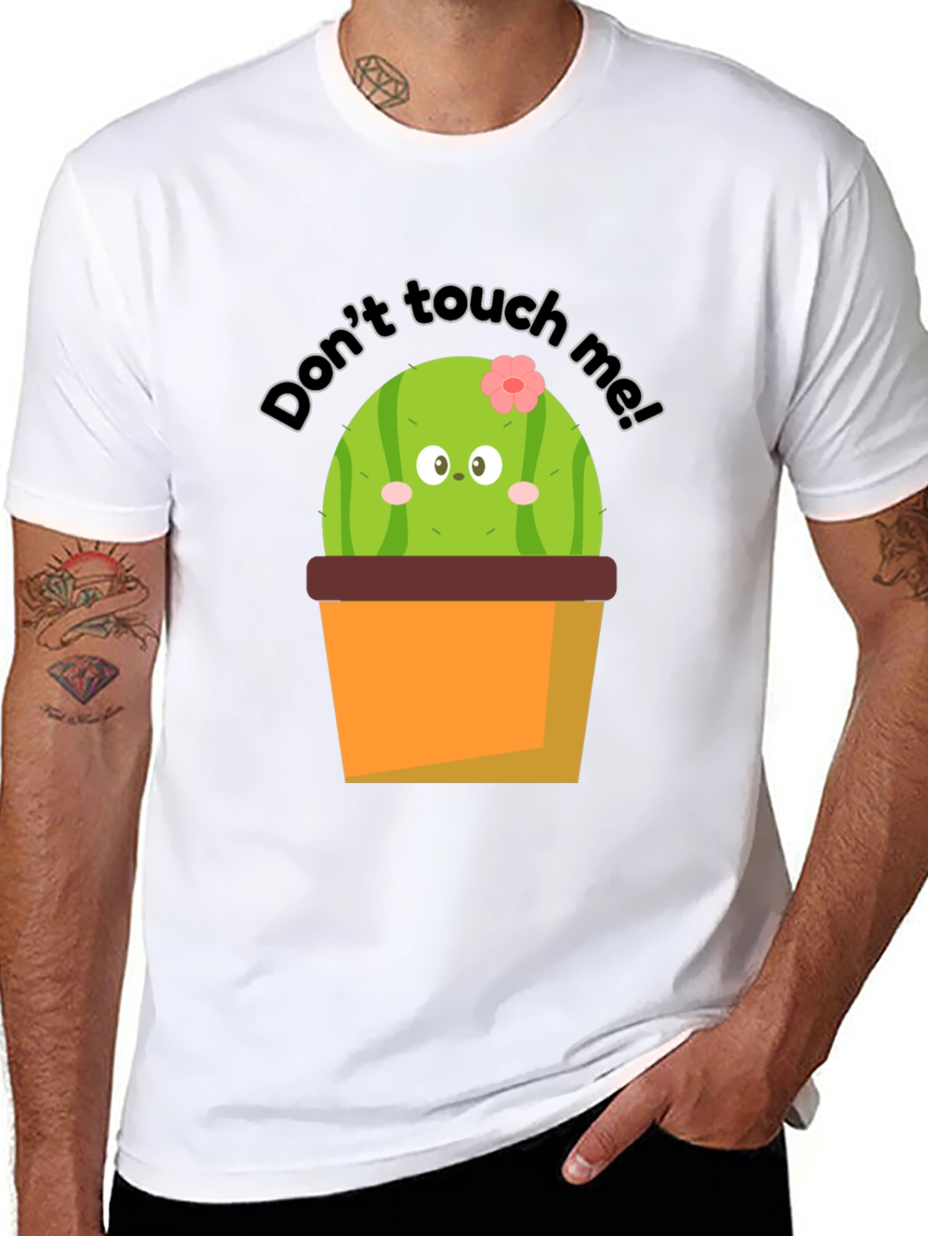 Black Cute Cactus Graphic Tee - Don't Touch Me! view 8