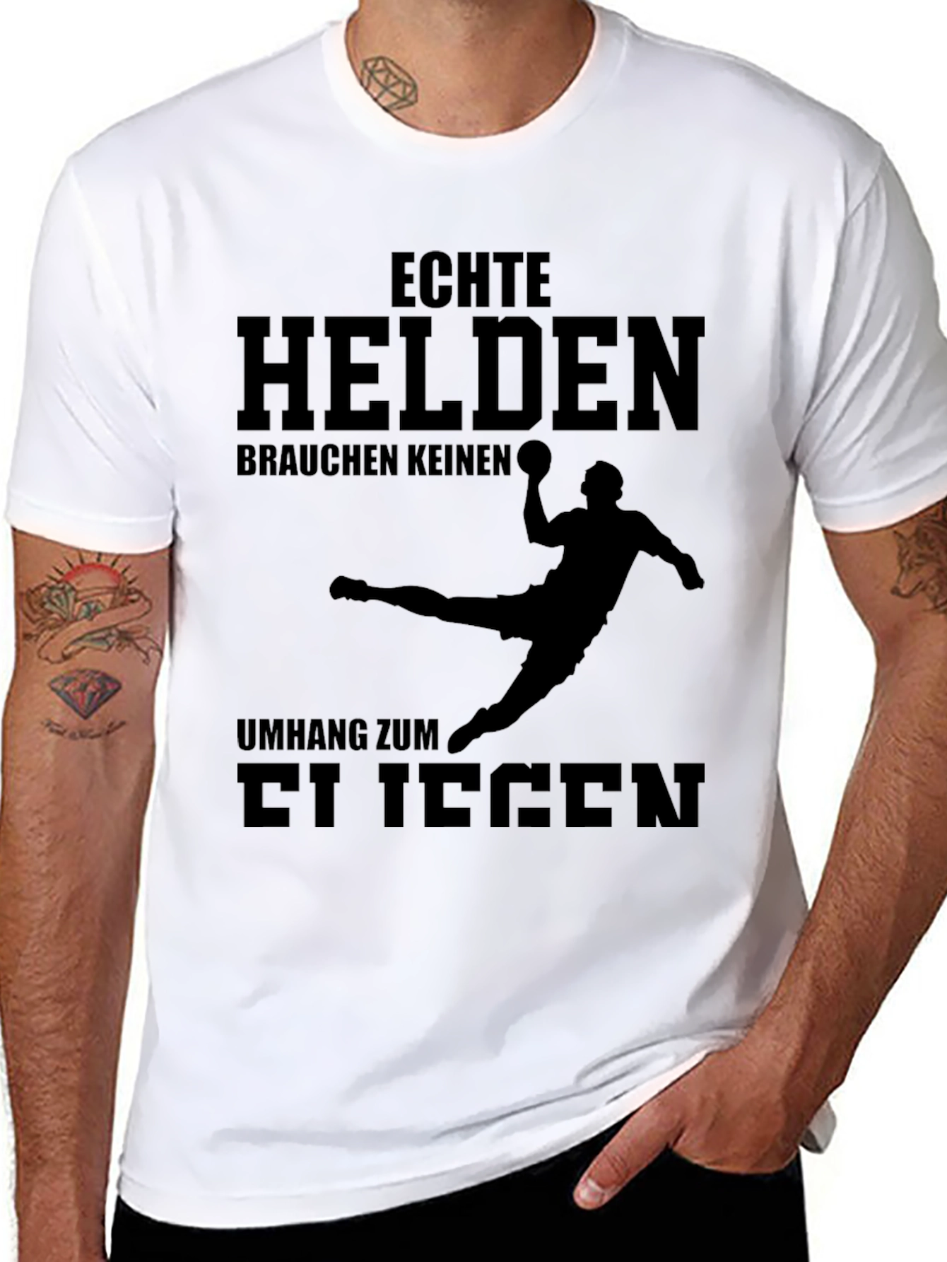 Black Echte Helden T-Shirt - Handball Design view 8