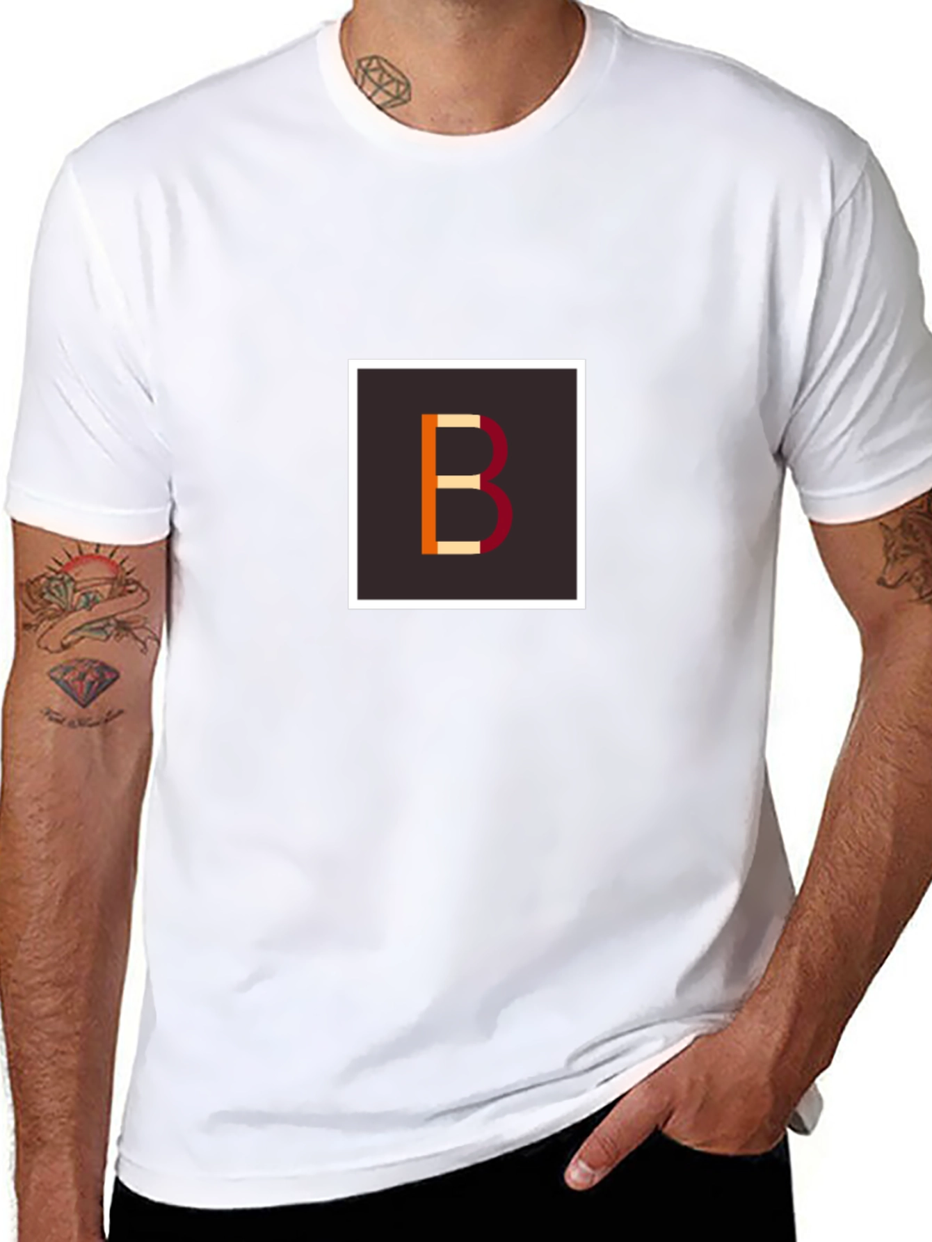 Black Modern Letter B Graphic Tee - Stylish Unisex Shirt view 8