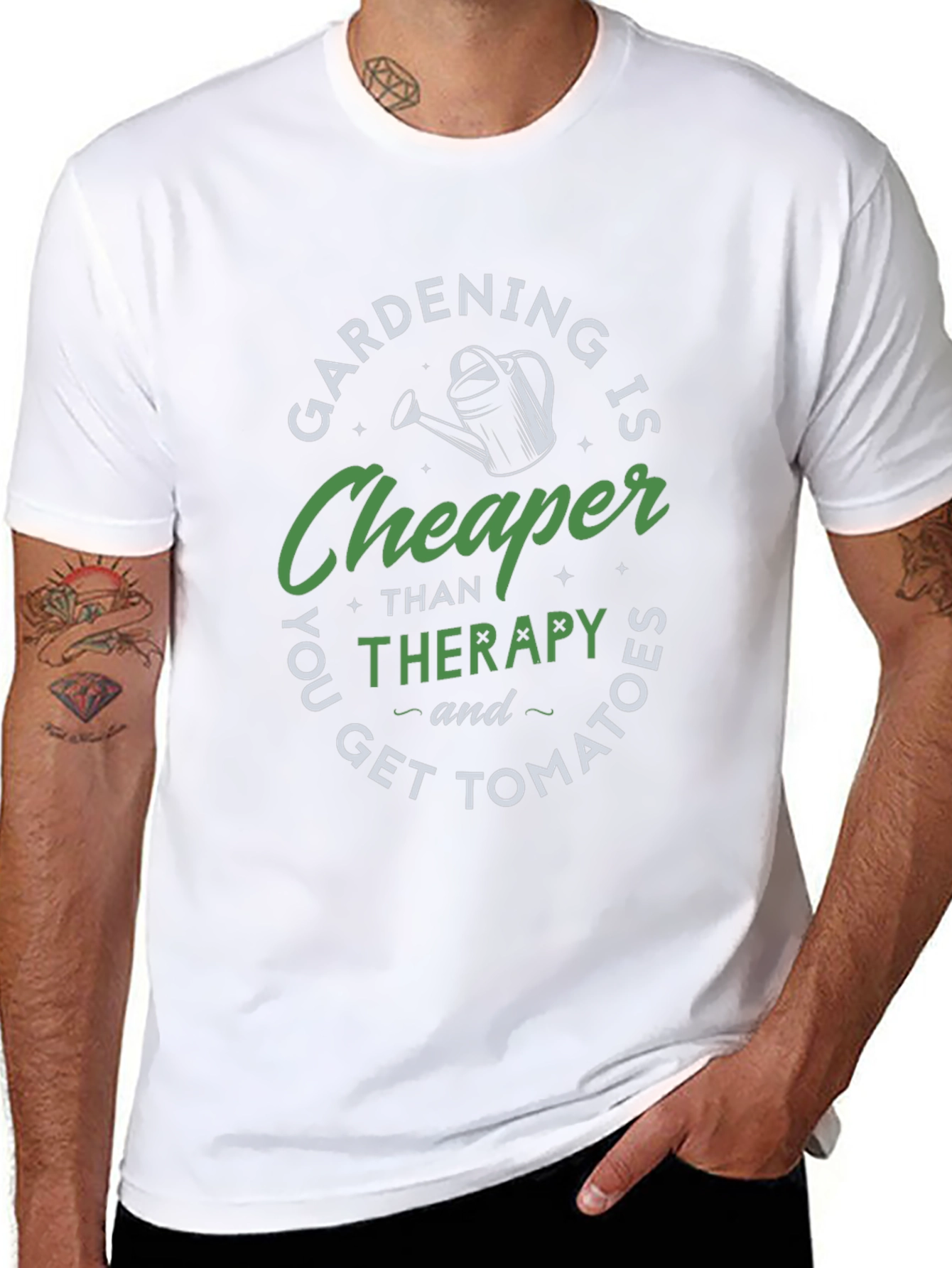 Black Gardening is Cheaper Therapy T-Shirt view 8
