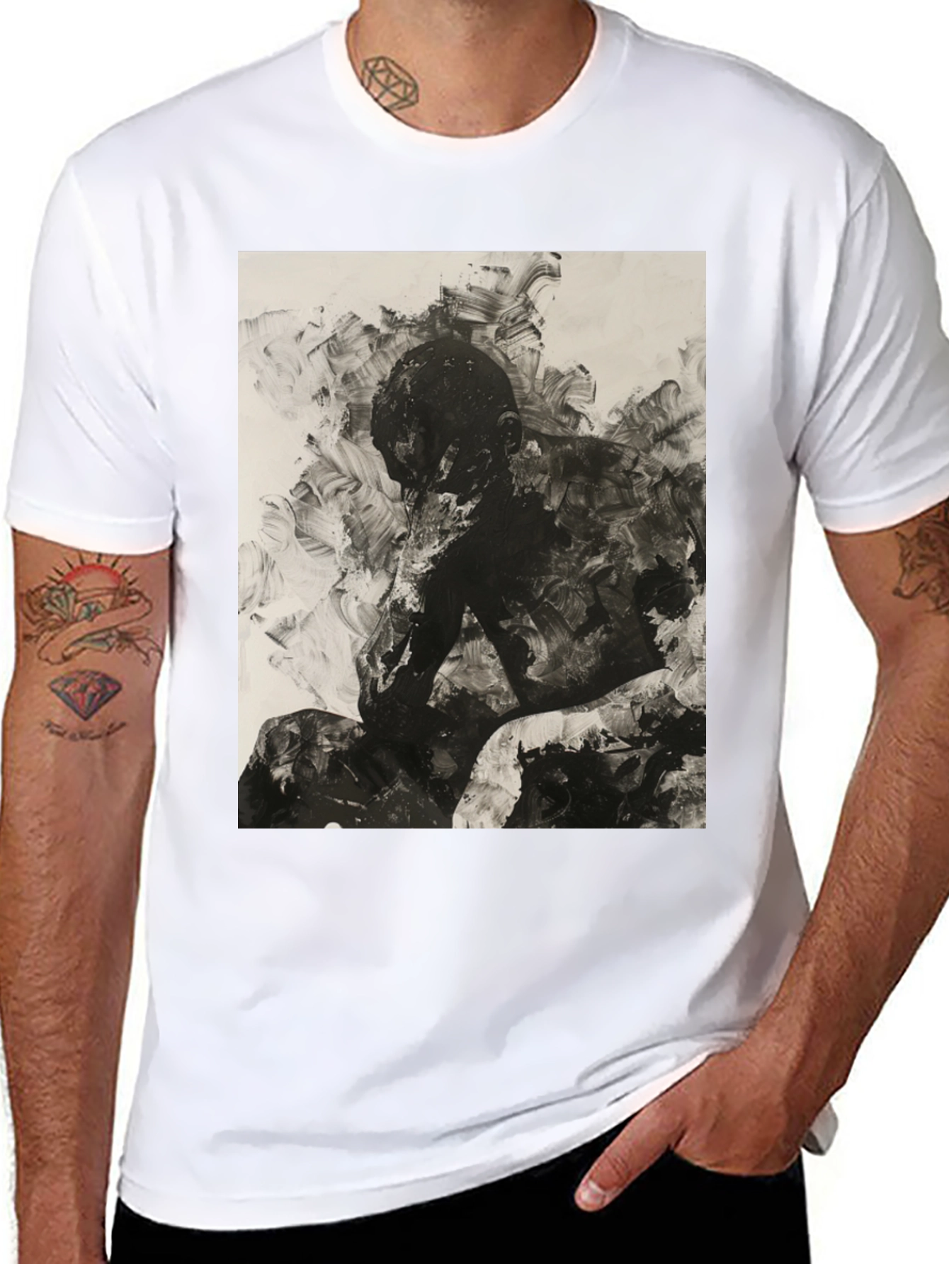 Black Abstract Art Black T-Shirt view 8