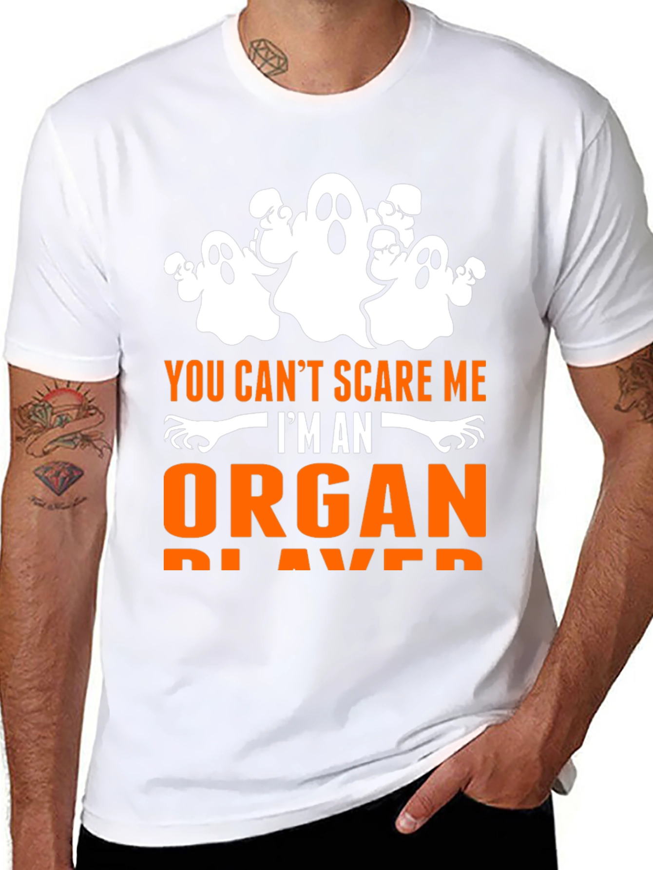 Black Funny Organ Player Halloween T-Shirt  view 8