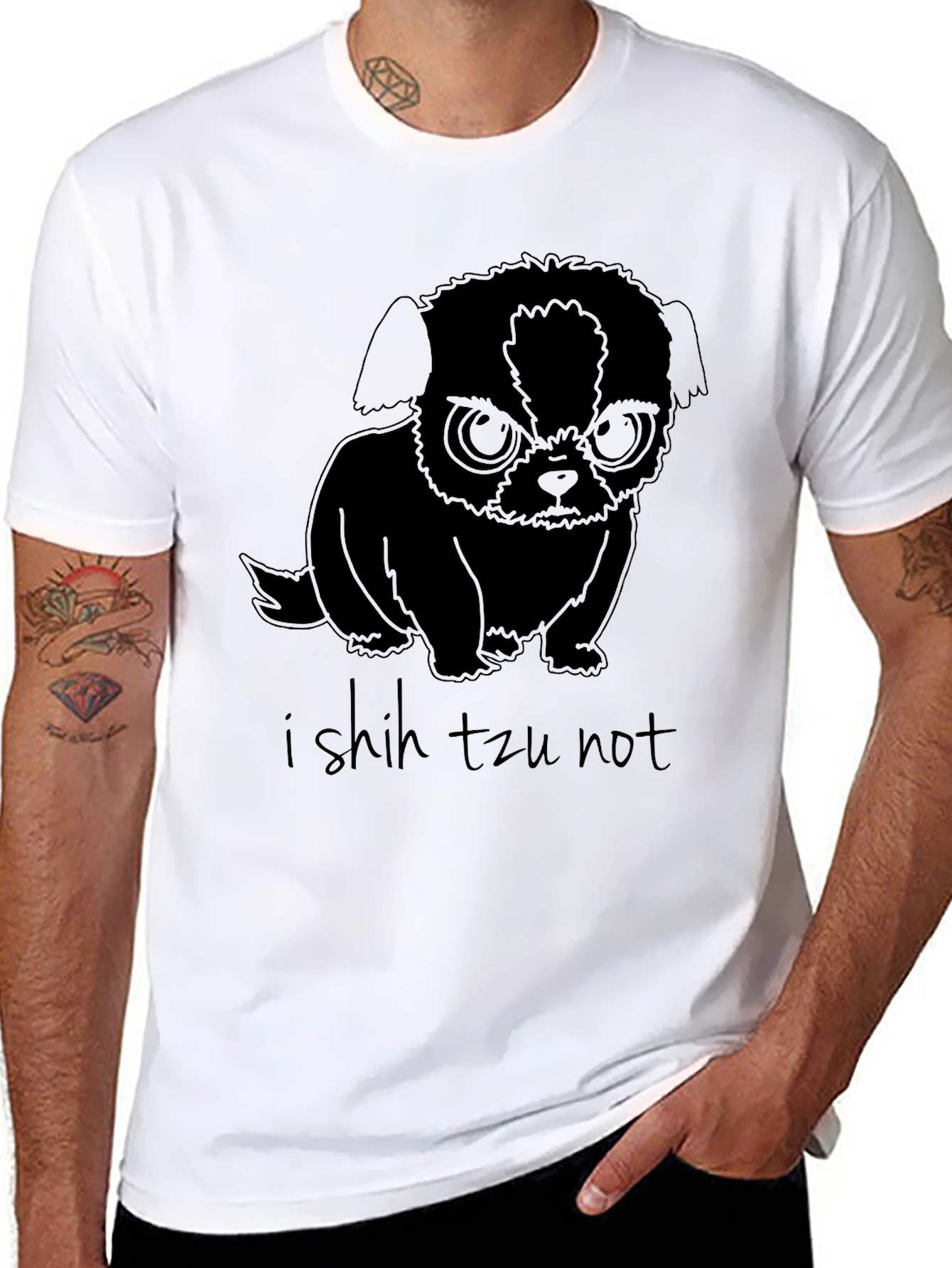 Black I Shih Tzu Not Funny Dog Graphic T-Shirt view 8