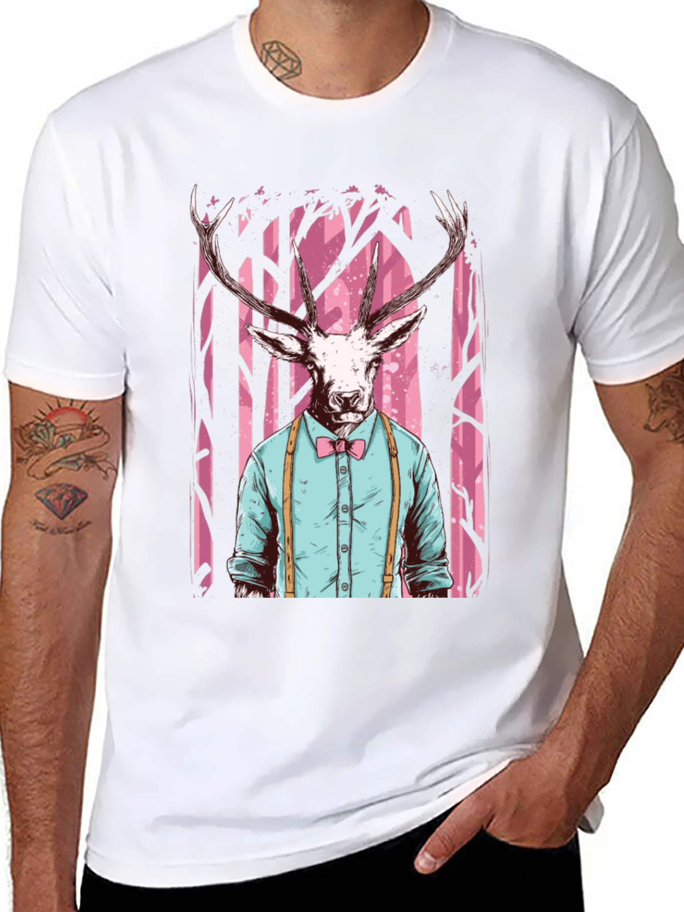 Black Deer Head Graphic Tee - Unique Animal Print Shirt view 8
