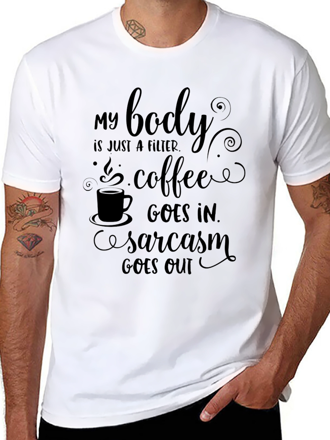 Black Coffee & Sarcasm Men's Graphic Tee view 8