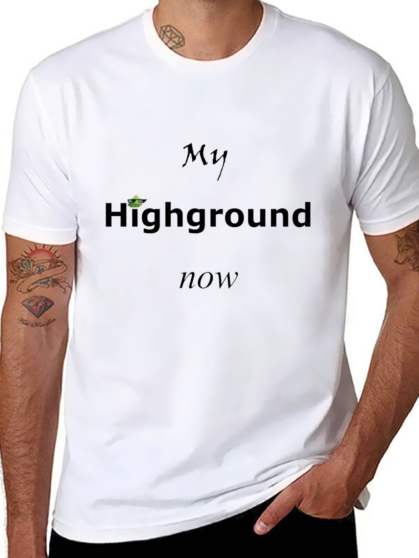 Black My Highground Now Men's Black T-Shirt view 8