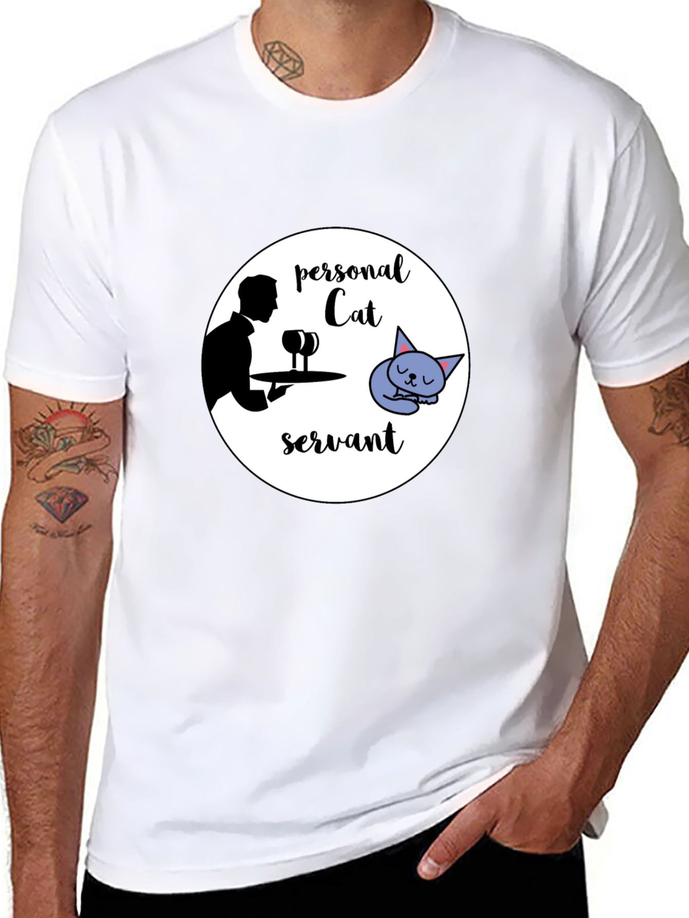 Black Personal Cat Servant Graphic Tee view 8