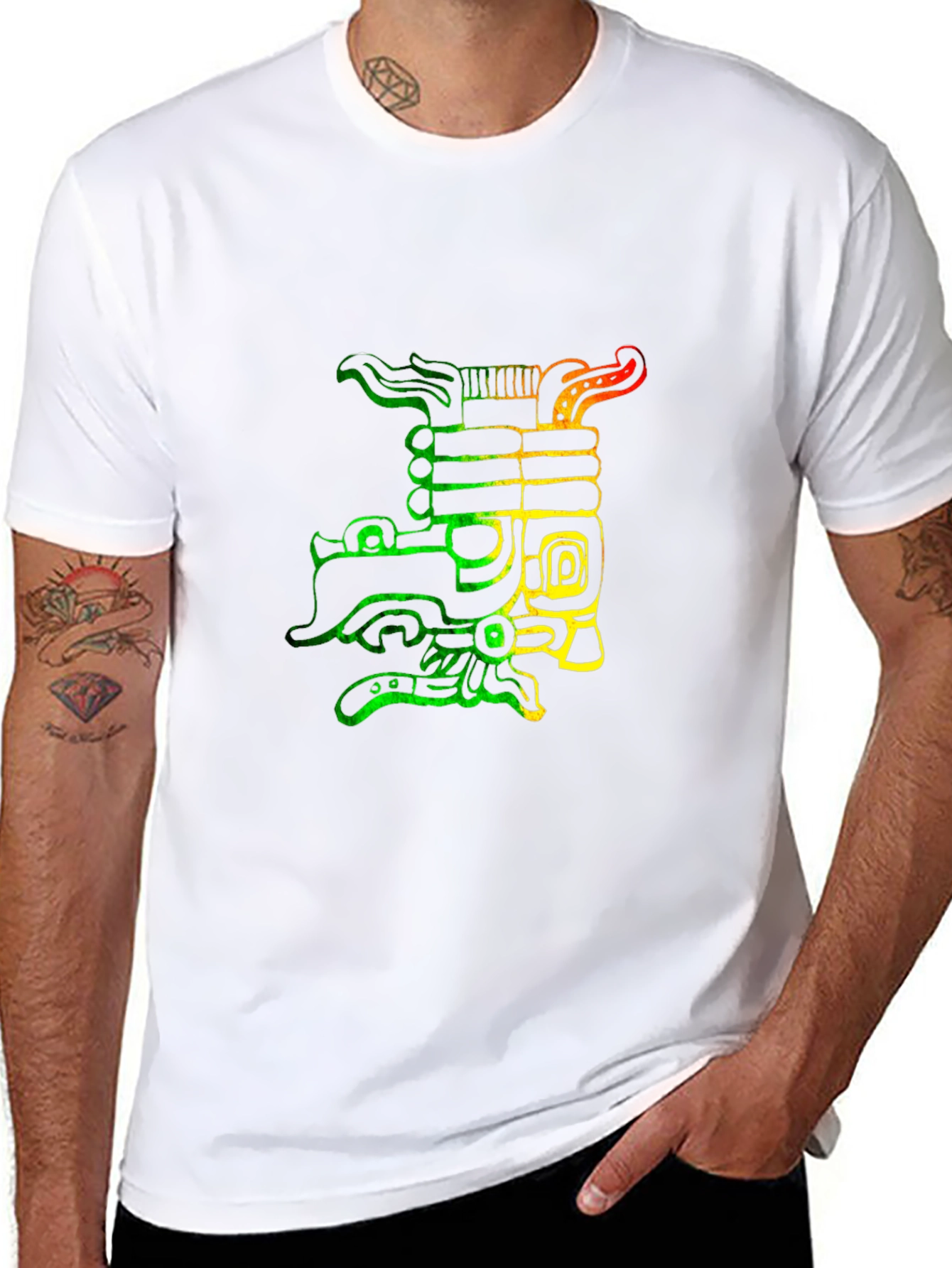 Black Rasta Aztec Dragon Graphic T-Shirt view 8