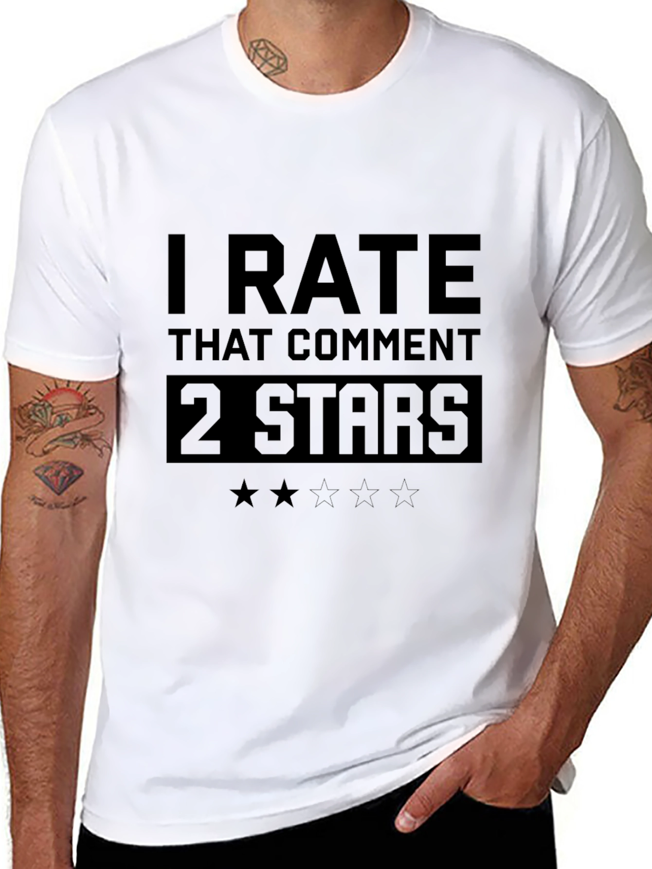 Black I Rate That Comment 2 Stars Funny T-Shirt view 8