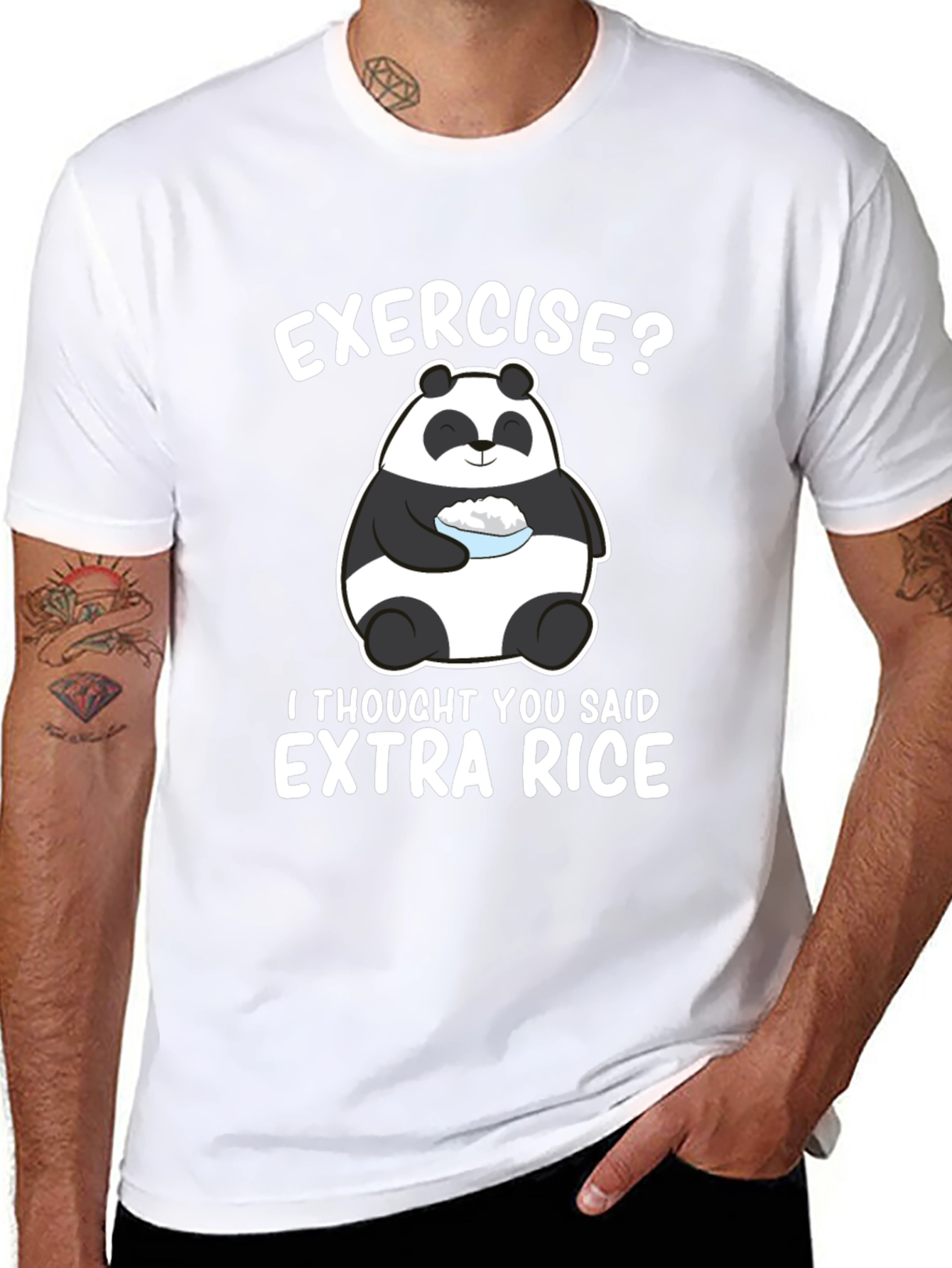 Black Funny Panda Extra Rice Black T-Shirt view 8