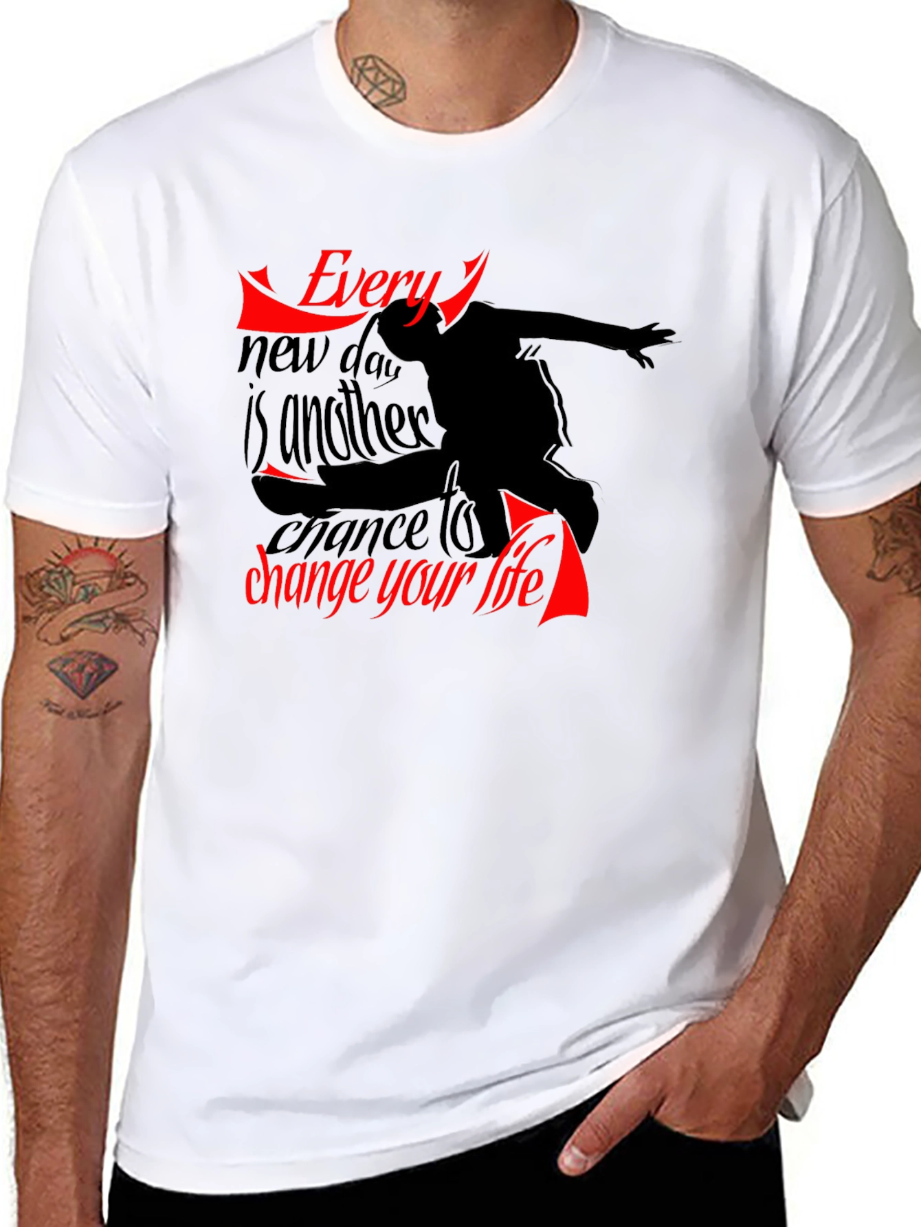 Black Inspirational Graphic Tee: Change Your Life T-Shirt view 8