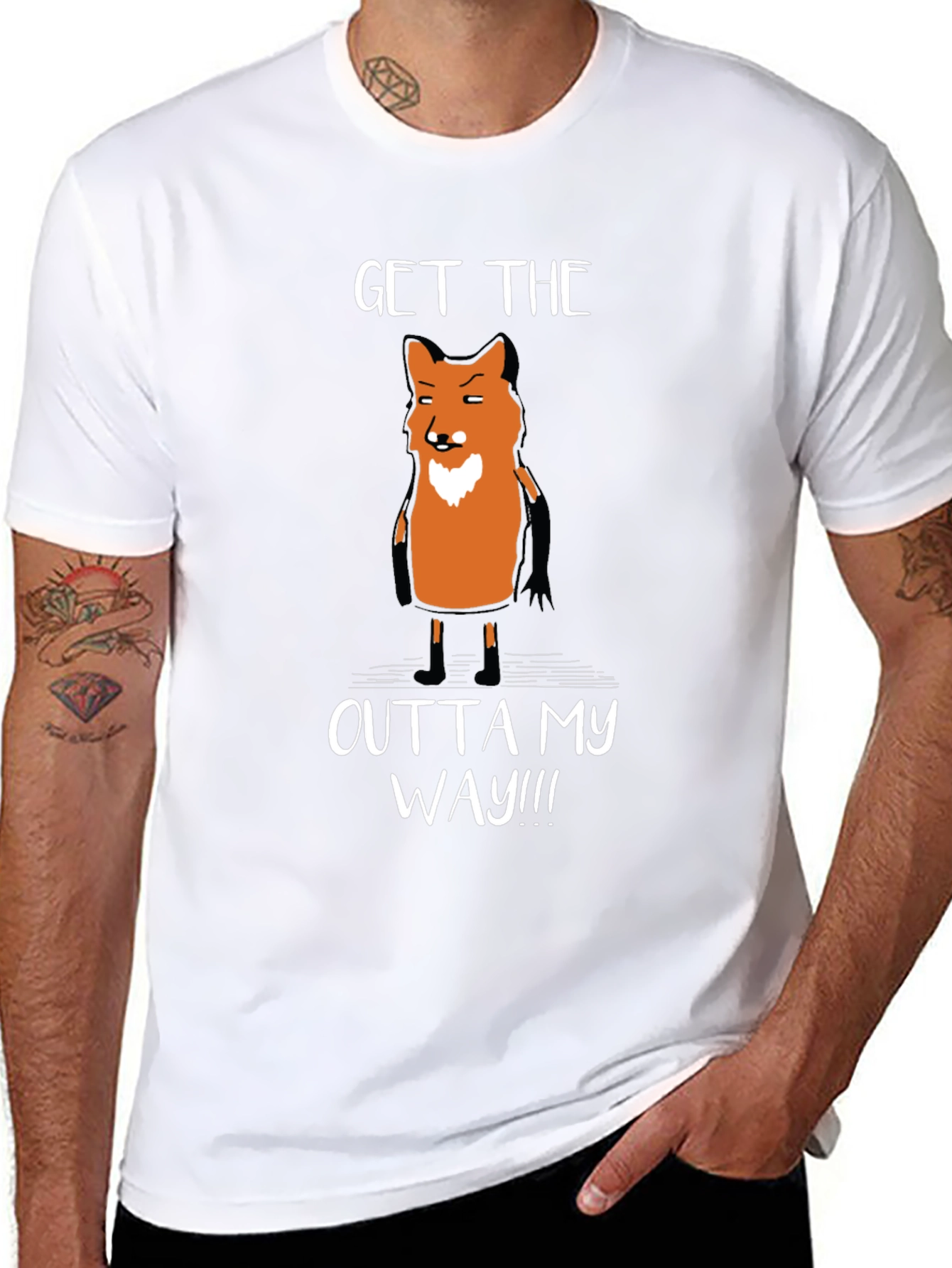 Black Funny Fox Graphic T-Shirt - Get Outta My Way! view 8