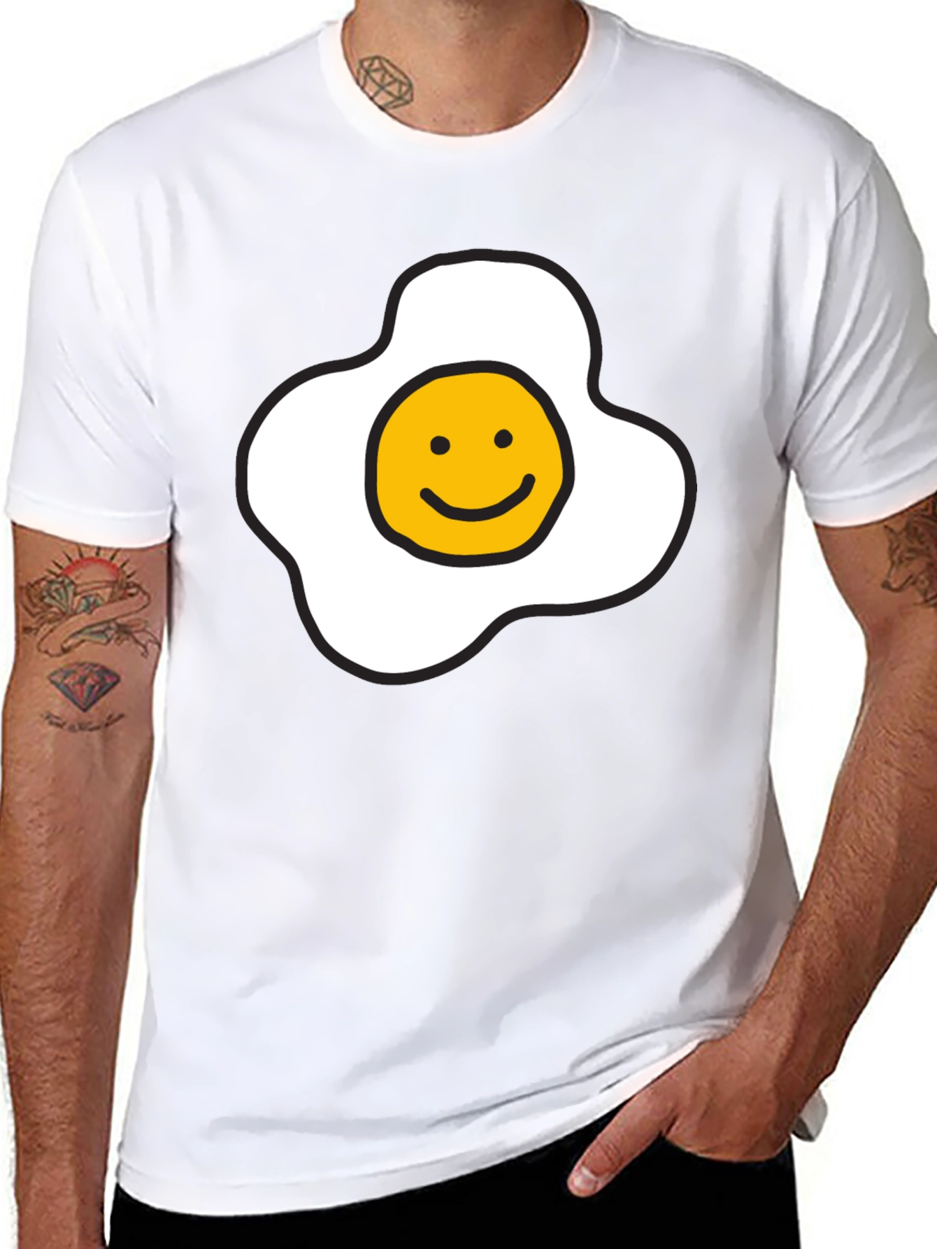 Black Sunny Side Up Smiley Face T-Shirt - Black view 8