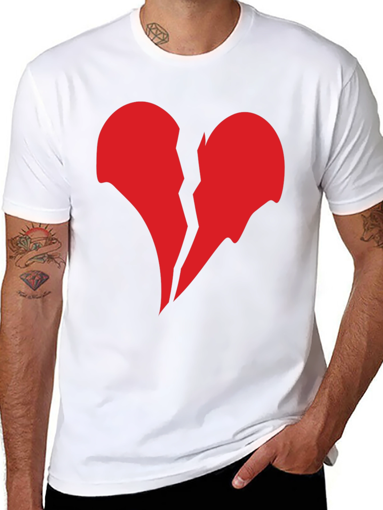 Black Broken Heart Graphic Black T-Shirt view 8