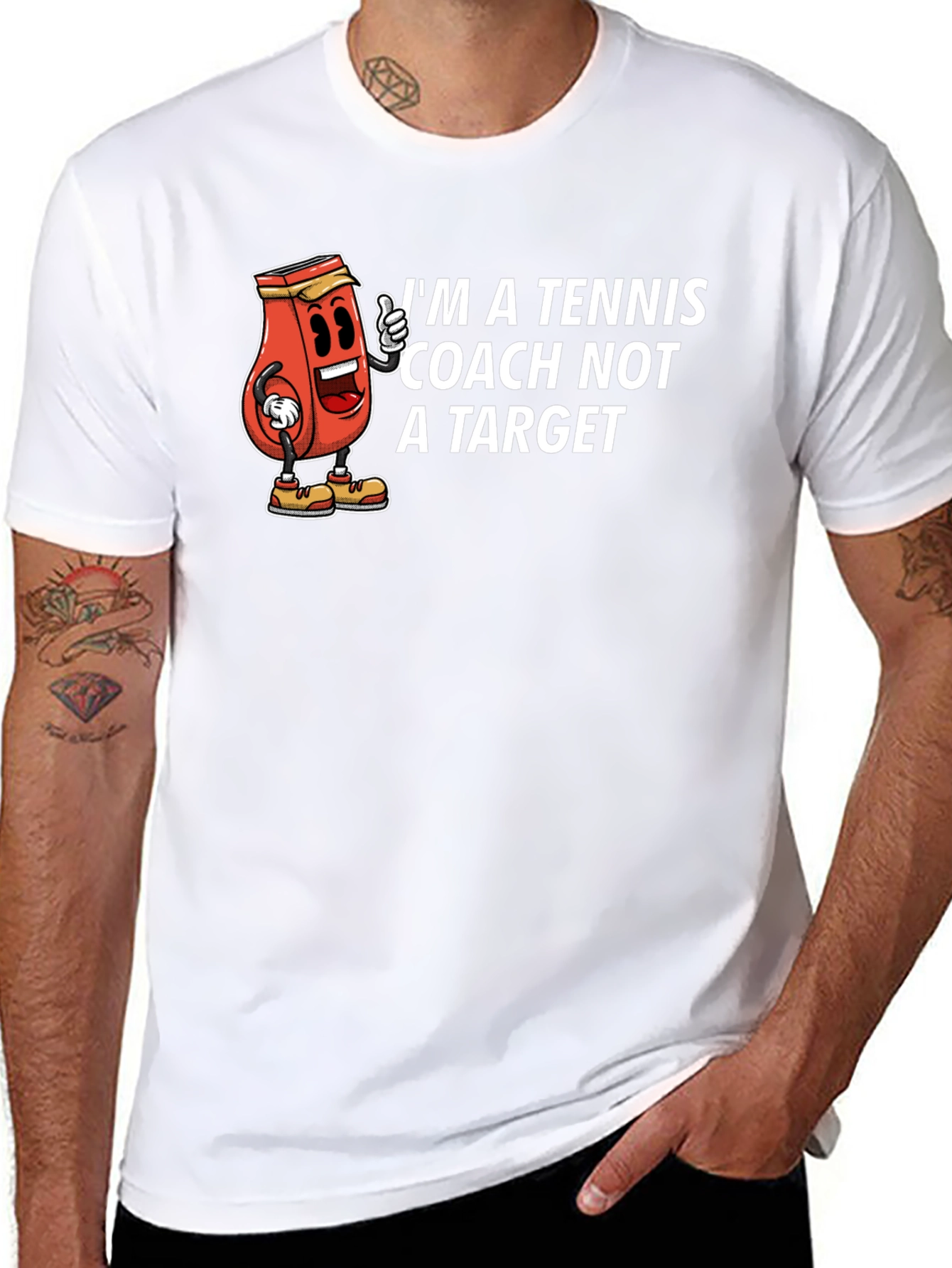 Black Tennis Coach Cartoon Graphic T-Shirt view 8