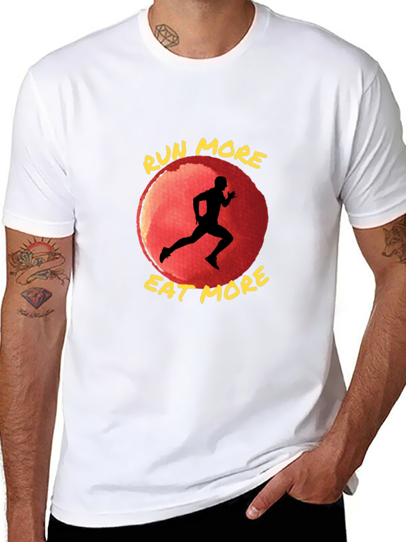 Black Run More Eat More T-Shirt: Motivational Fitness Tee view 8