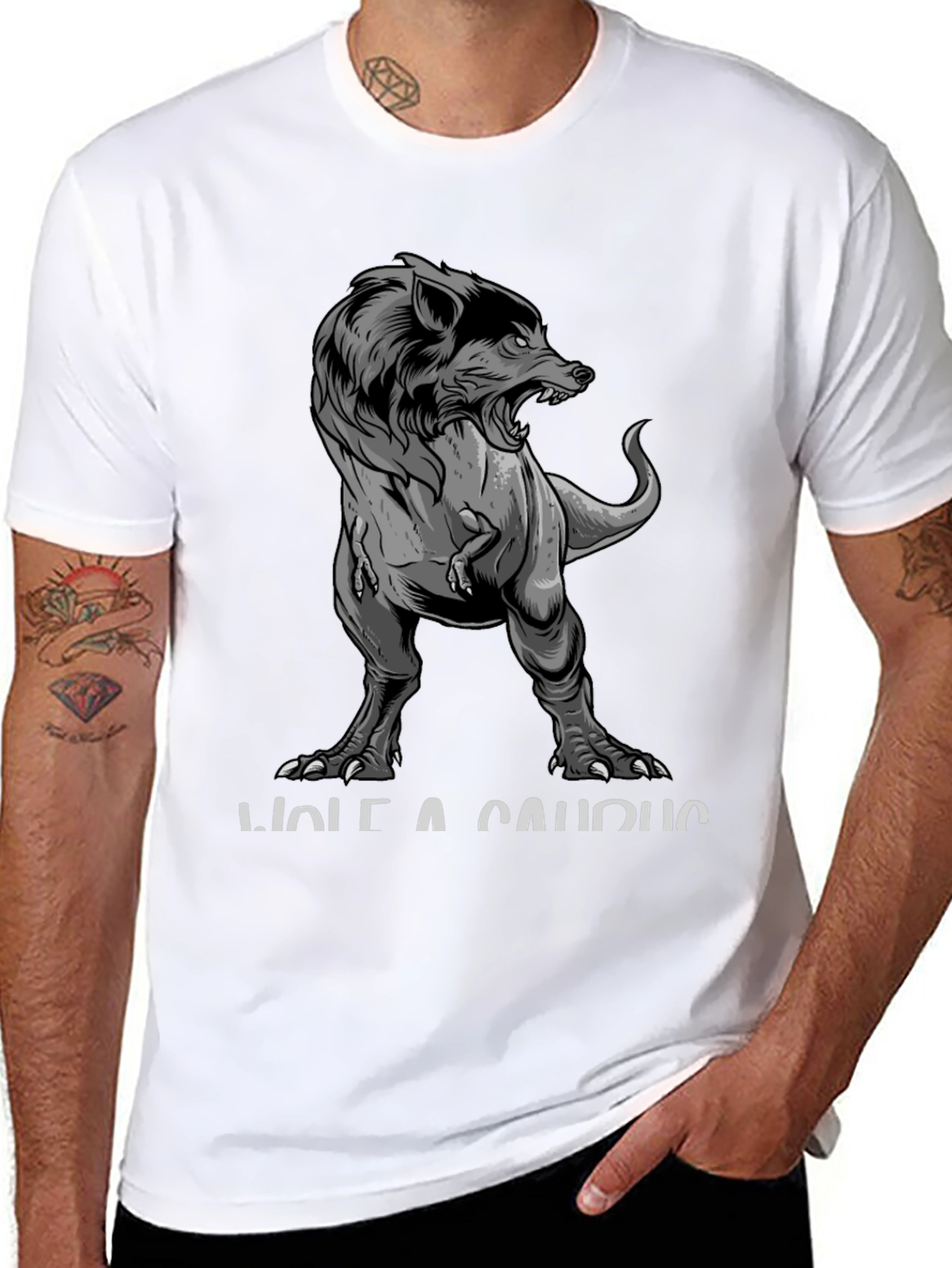 Black Wolf-a-Saurus T-Shirt view 8