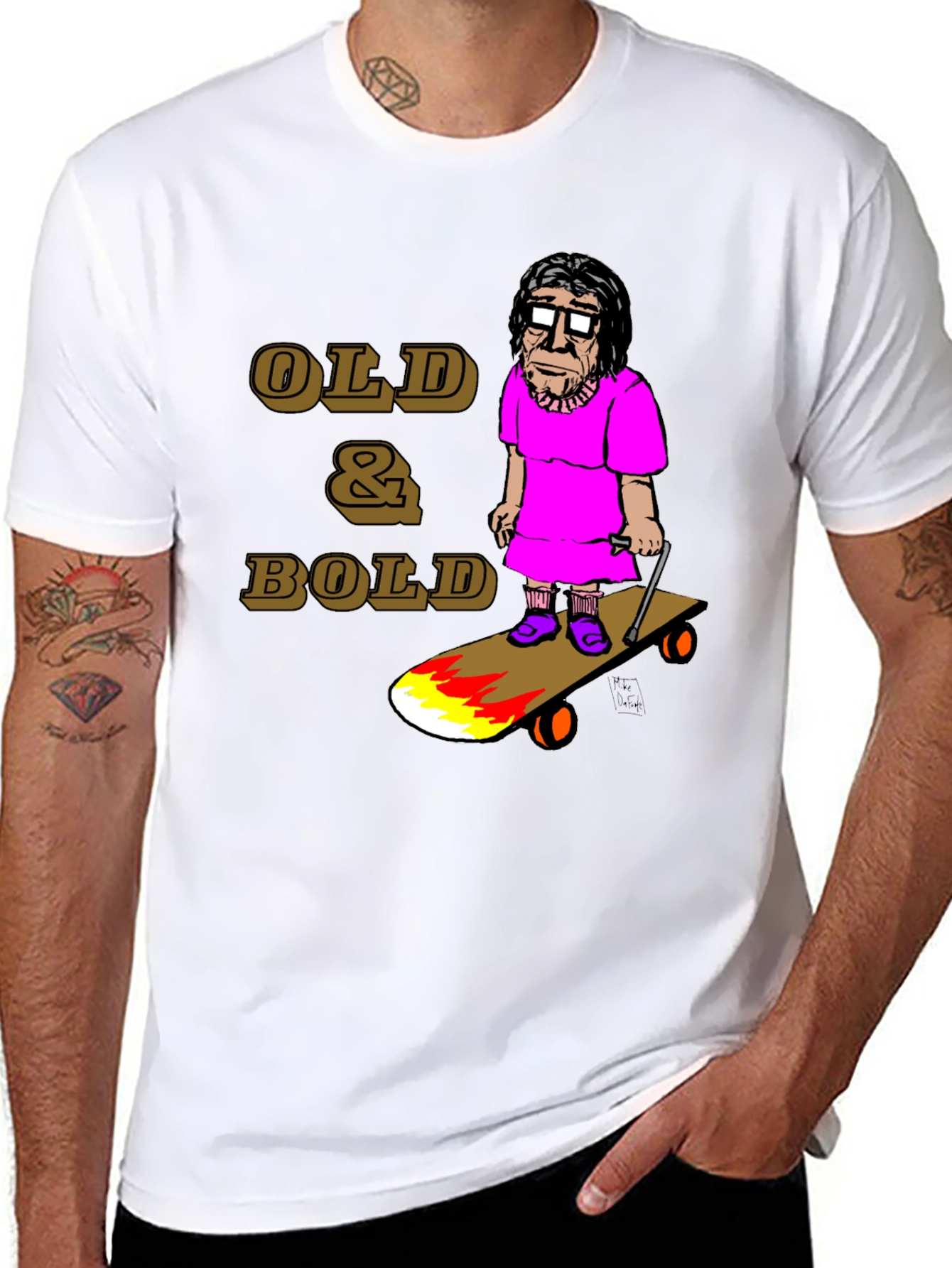 Black Old & Bold Skateboarder T-Shirt view 8