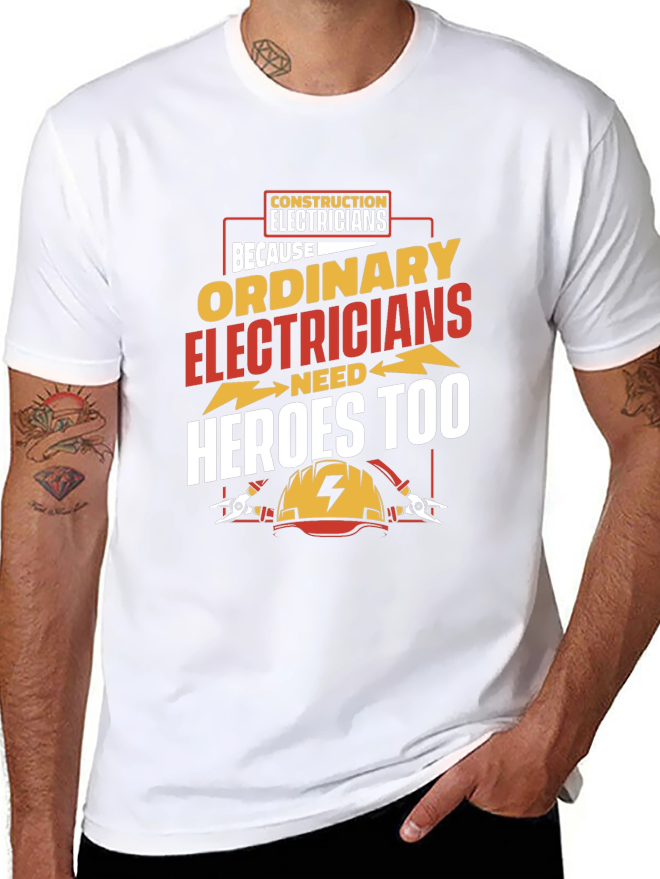 Black Electrician Hero T-Shirt - Construction Electricians Tee view 8