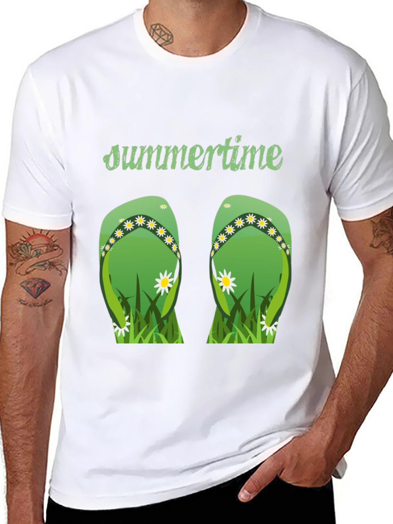 Black Summertime Flip Flop Graphic Tee view 8