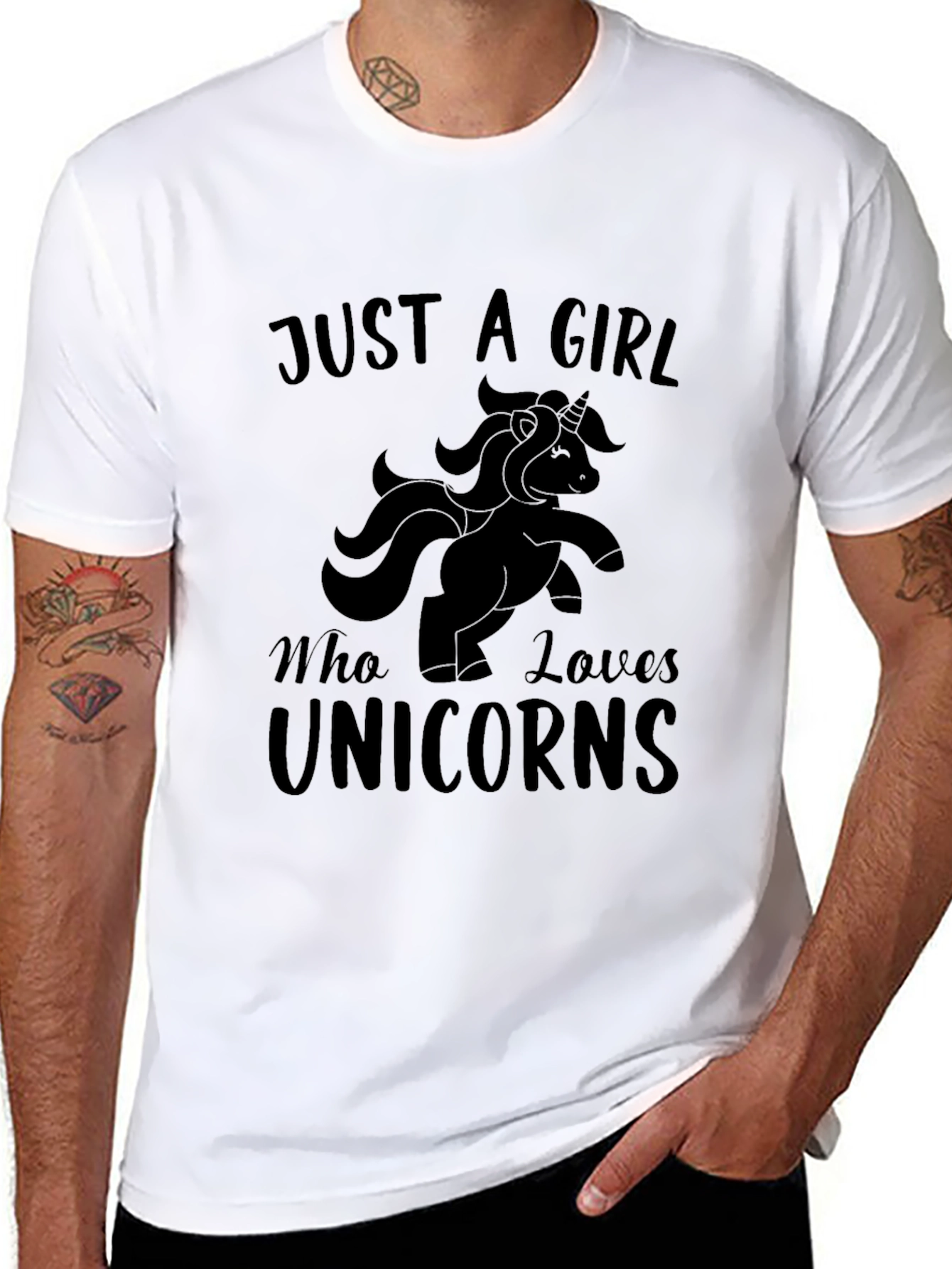 Black Just a Girl Who Loves Unicorns T-Shirt view 8