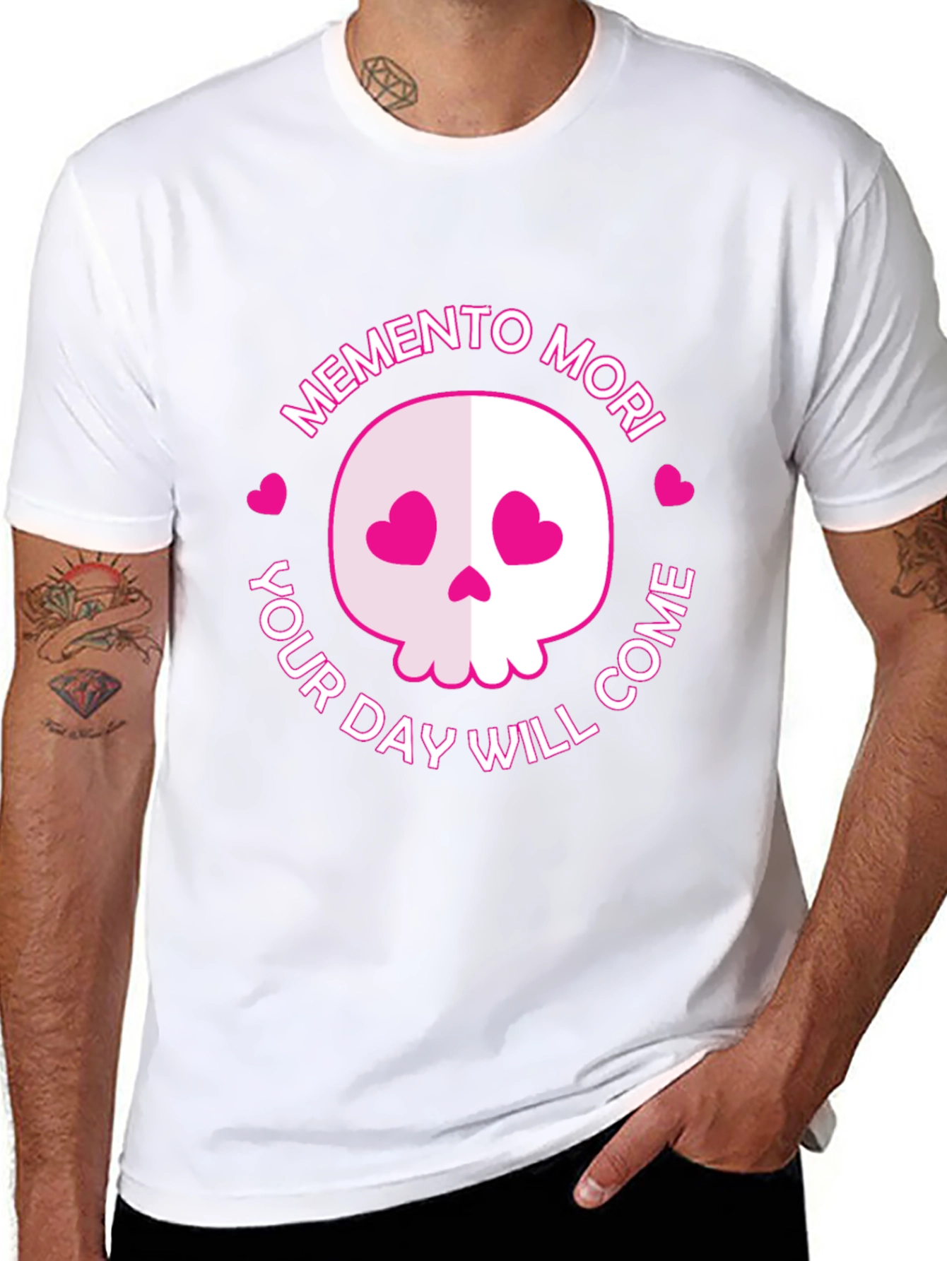 Black Memento Mori Skull Graphic Tee - Black view 8