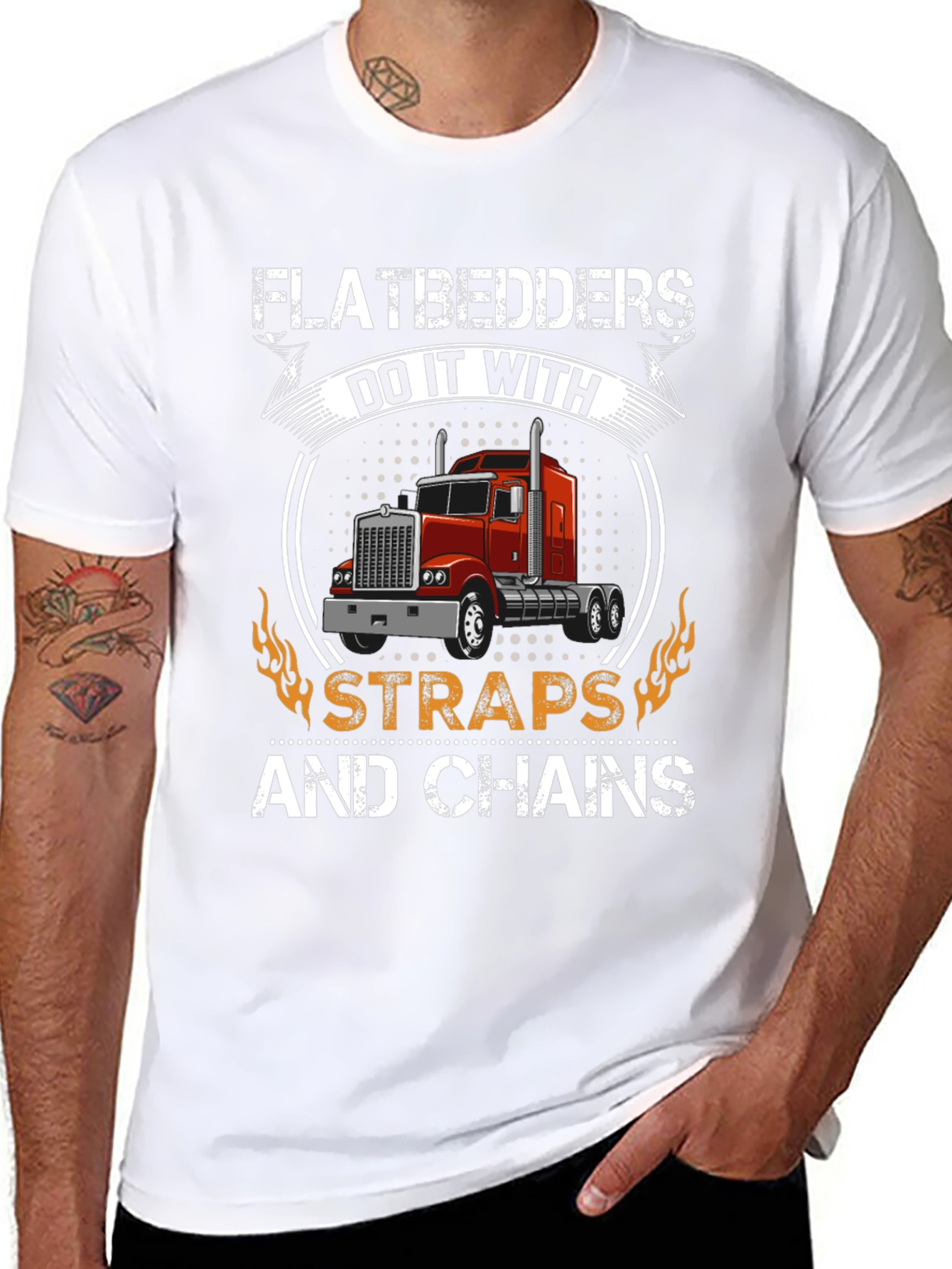 Black Flatbedders Straps & Chains T-Shirt - Trucker Tee view 8