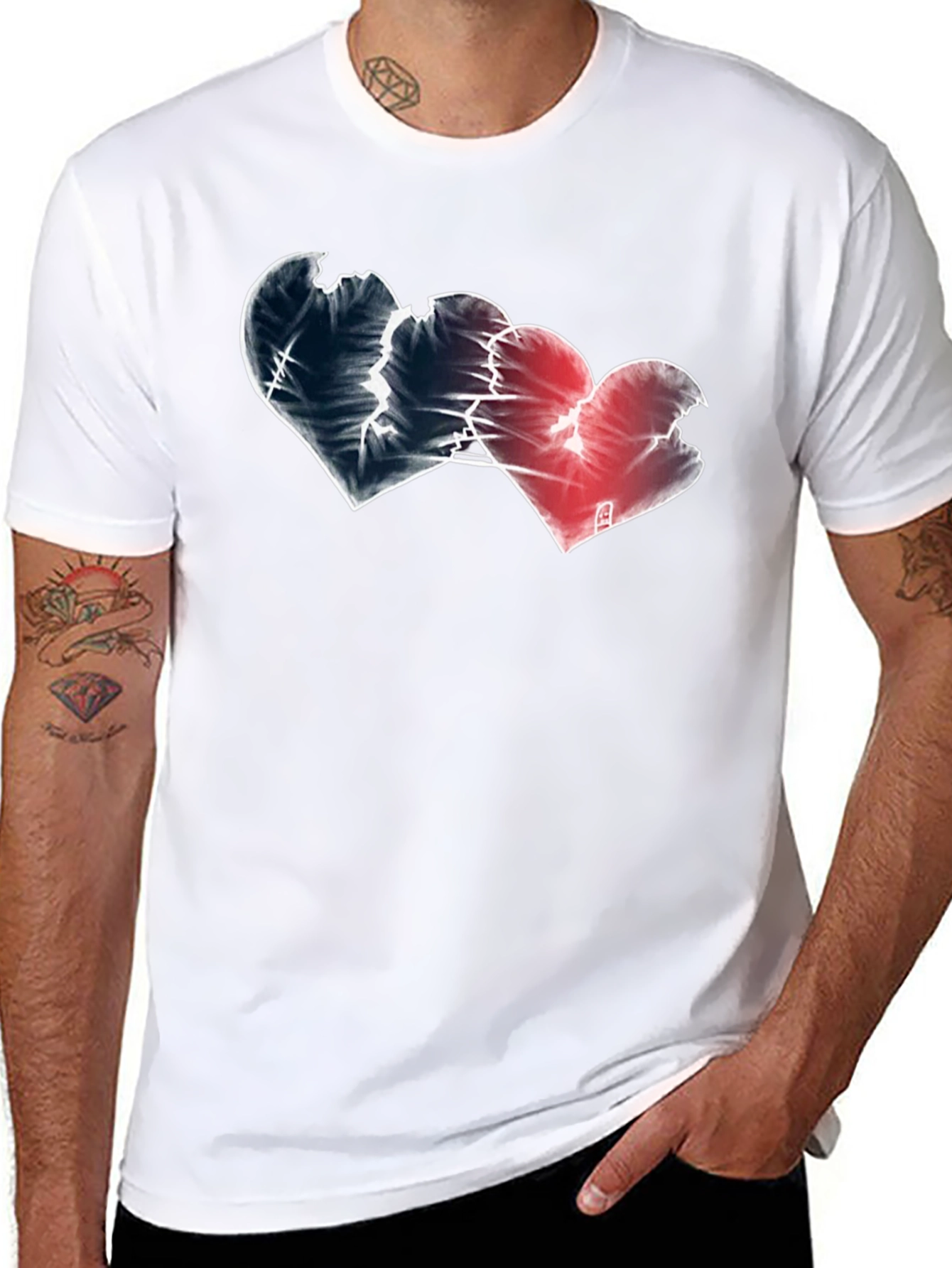 Black Broken Hearts Graphic Tee - Black view 8