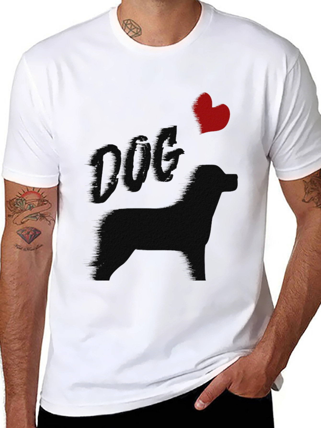 Black I Heart Dog T-Shirt - Unisex Crew Neck view 8