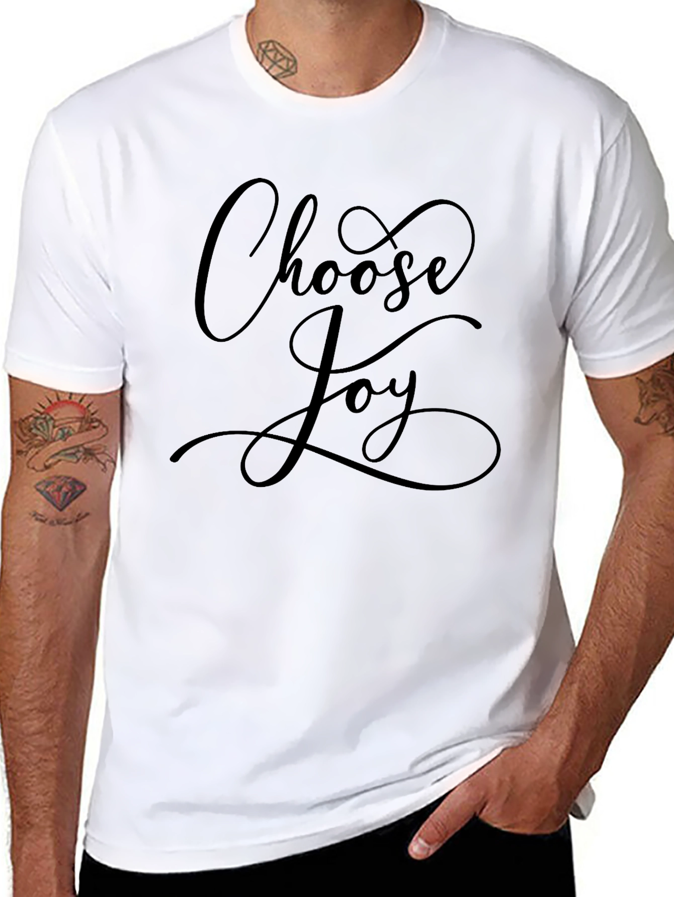 Black Choose Joy Graphic Tee - Soft Cotton Blend view 8