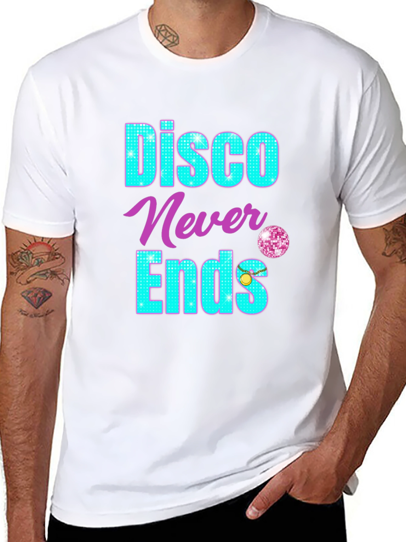 Black Disco Never Ends Graphic T-Shirt view 8