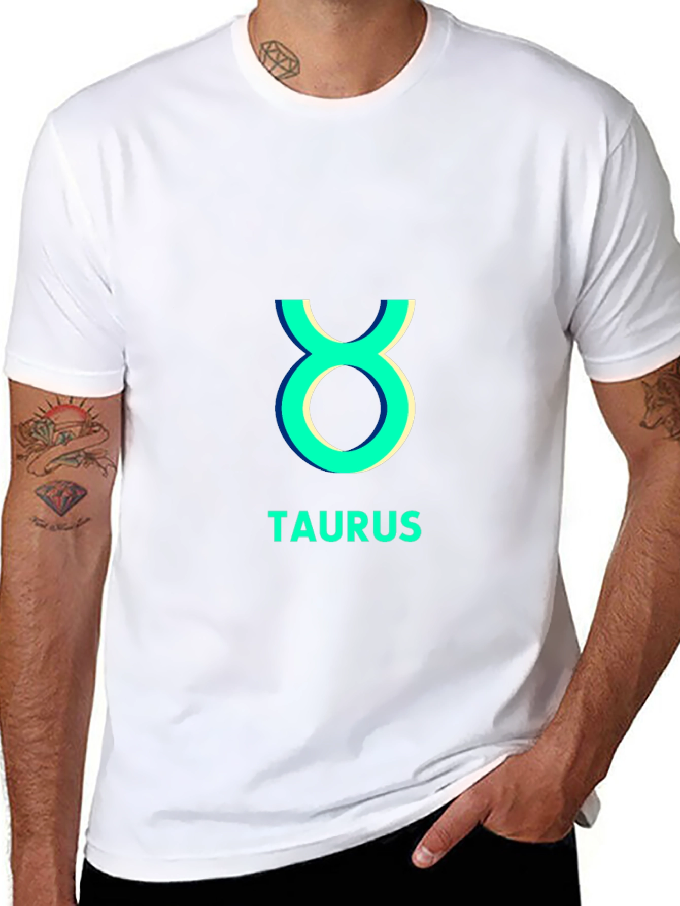 Black Taurus Zodiac Sign Black T-Shirt view 8