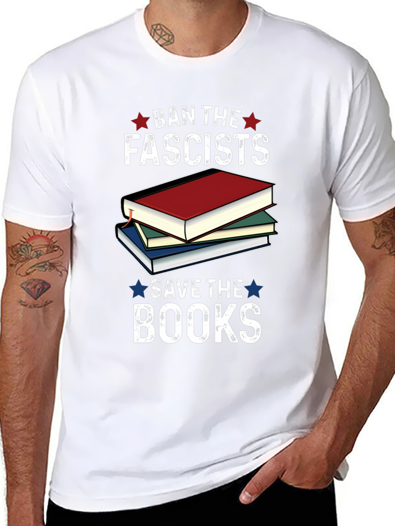 Black Ban the Fascists, Save the Books T-Shirt view 8