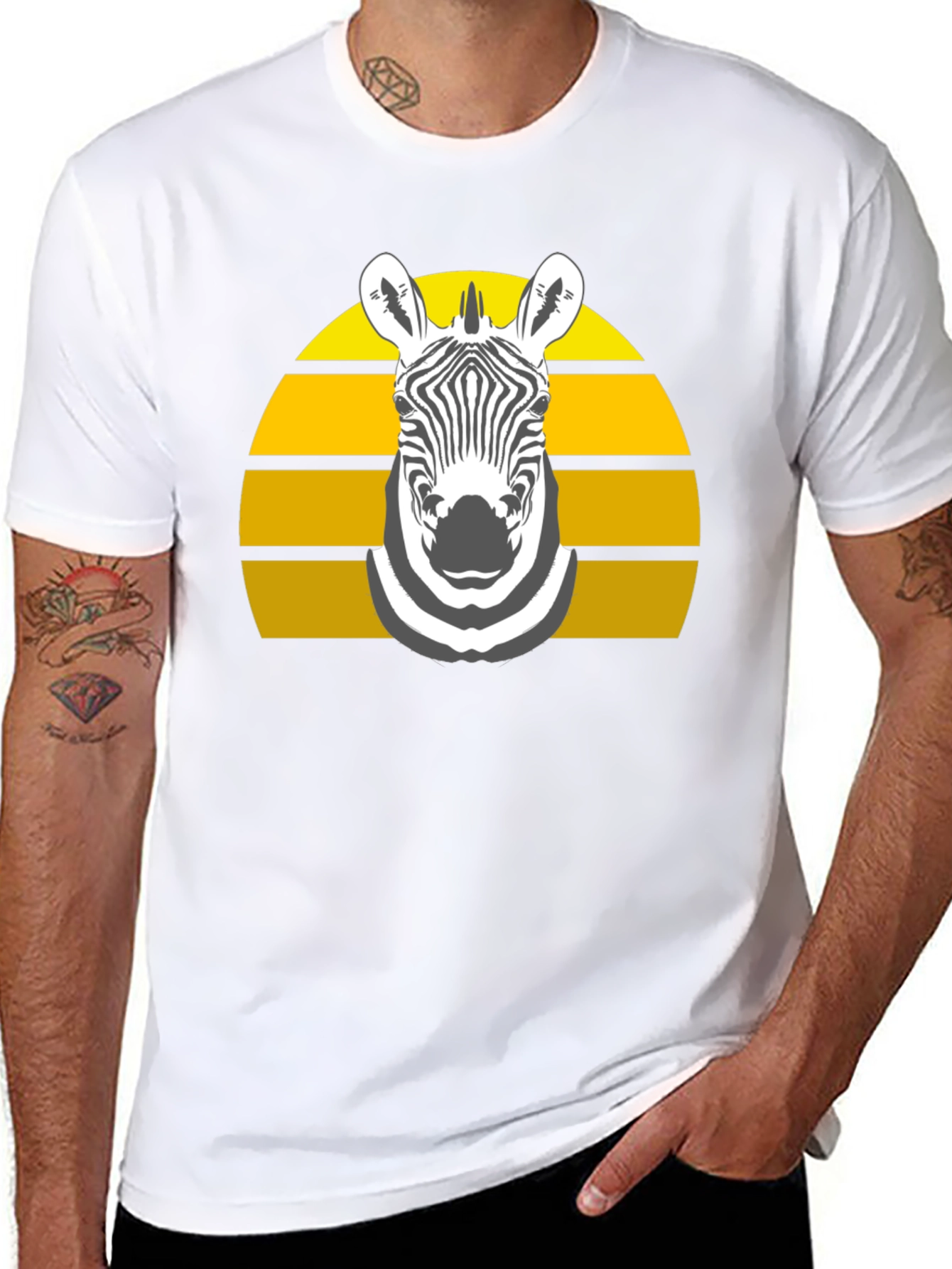 Black Zebra Sunset Graphic Tee - Stylish Black T-Shirt view 8