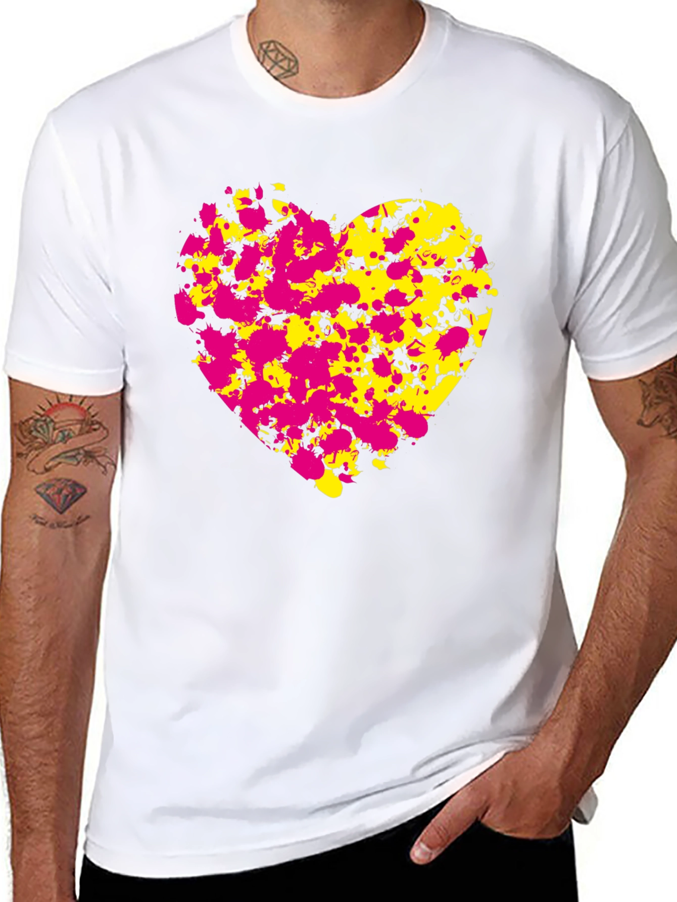 Black Abstract Heart Splatter T-Shirt - Black view 8