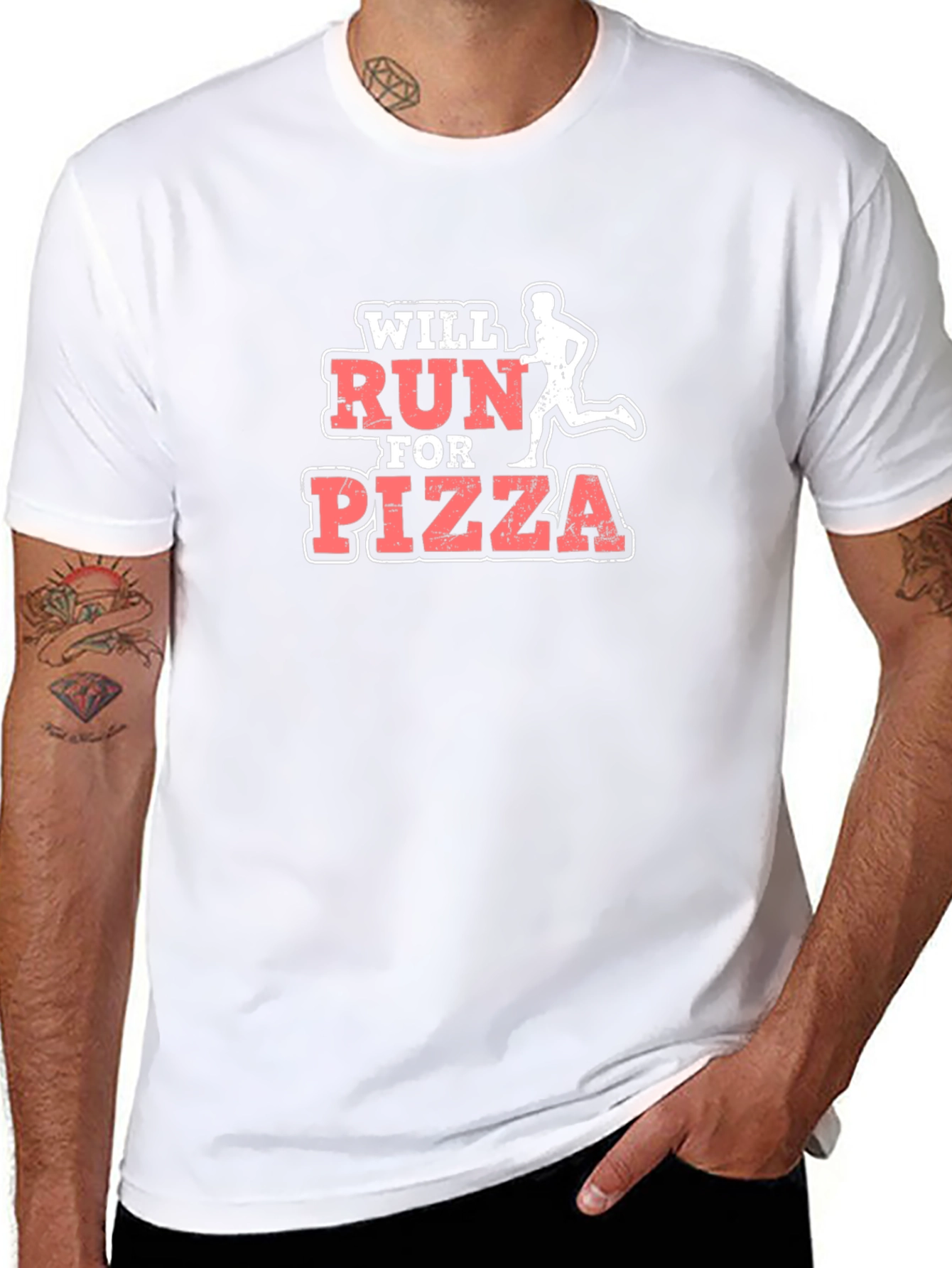 Black Will Run for Pizza Funny Graphic Tee view 8
