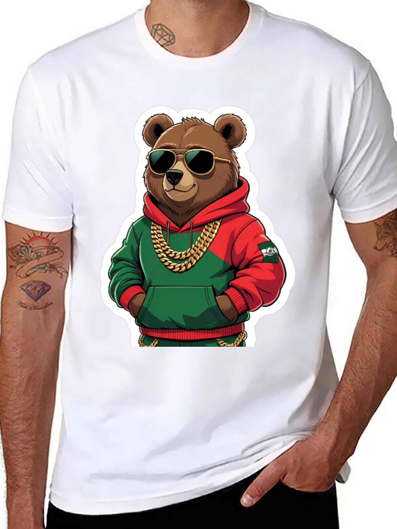 Black Cool Bear T-Shirt - Hip Hop Style view 8
