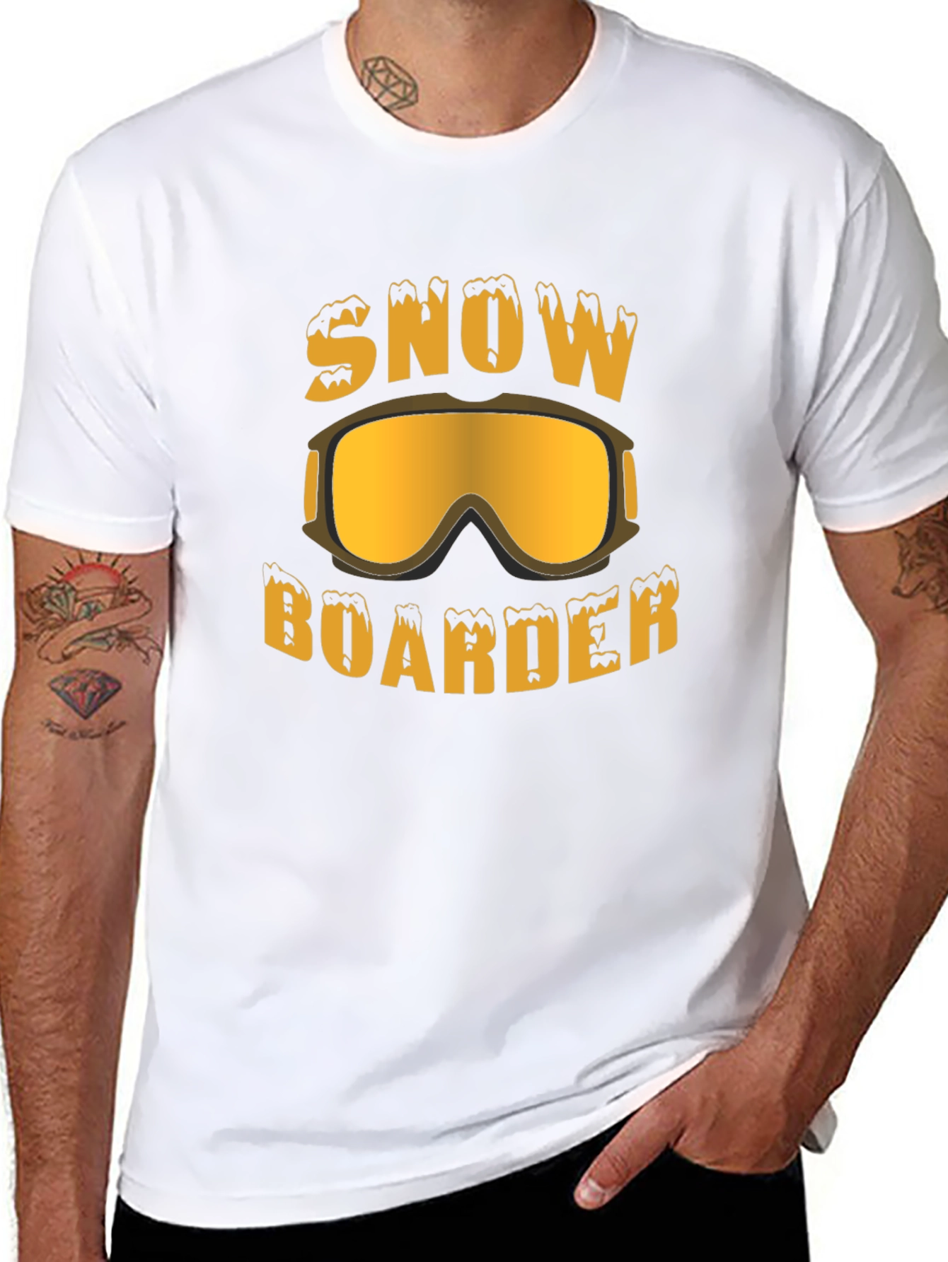 Black Snowboarder Graphic Tee - Black Cotton T-Shirt view 8