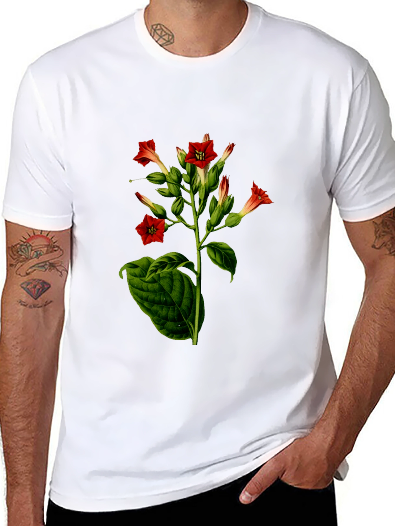 Black Floral Botanical Black T-Shirt view 8