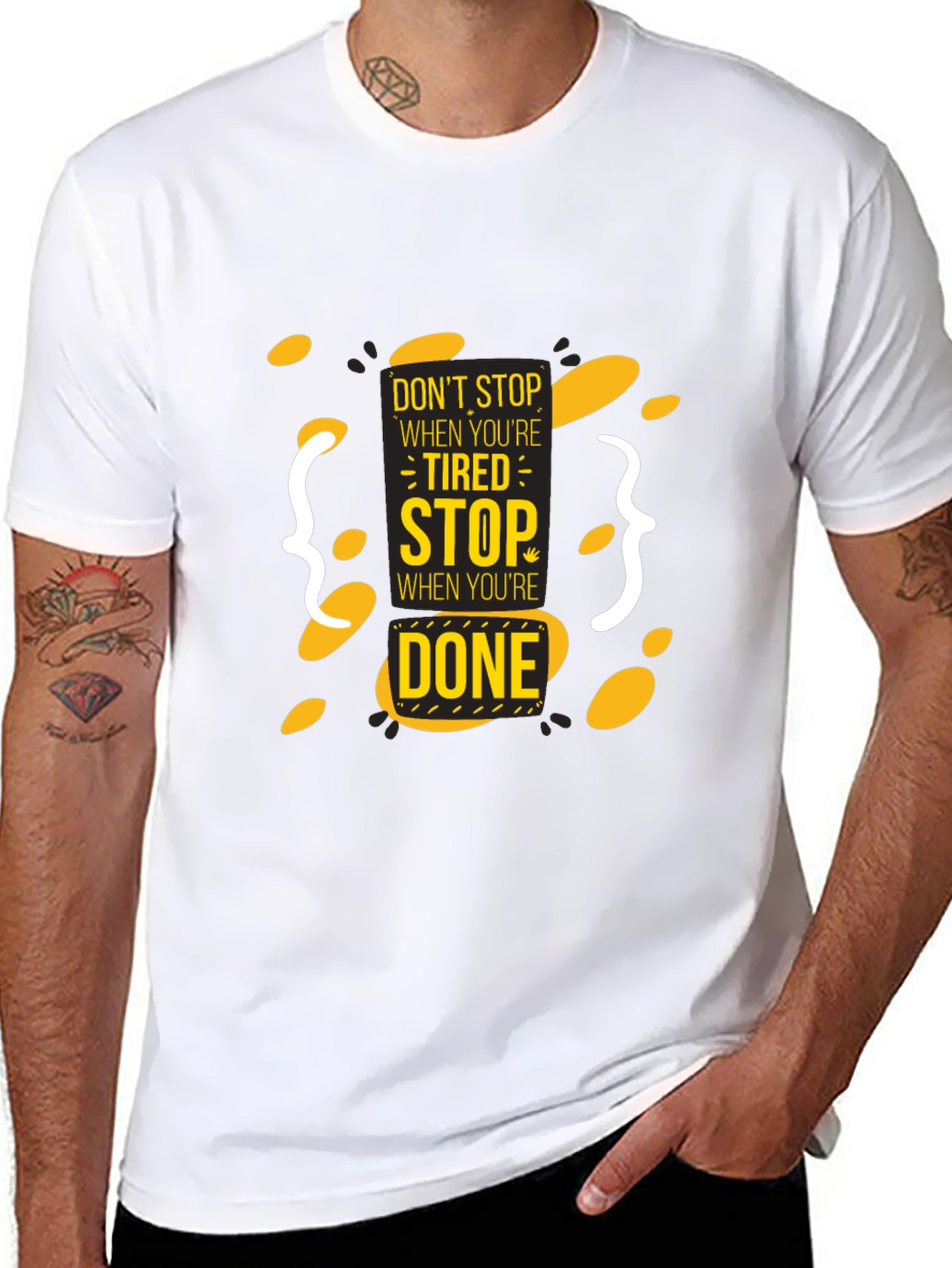 Black Motivational T-Shirt: Don't Stop When Tired view 8