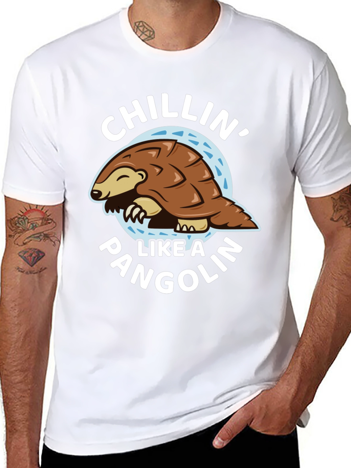 Black Chillin' Like a Pangolin Black T-Shirt view 8