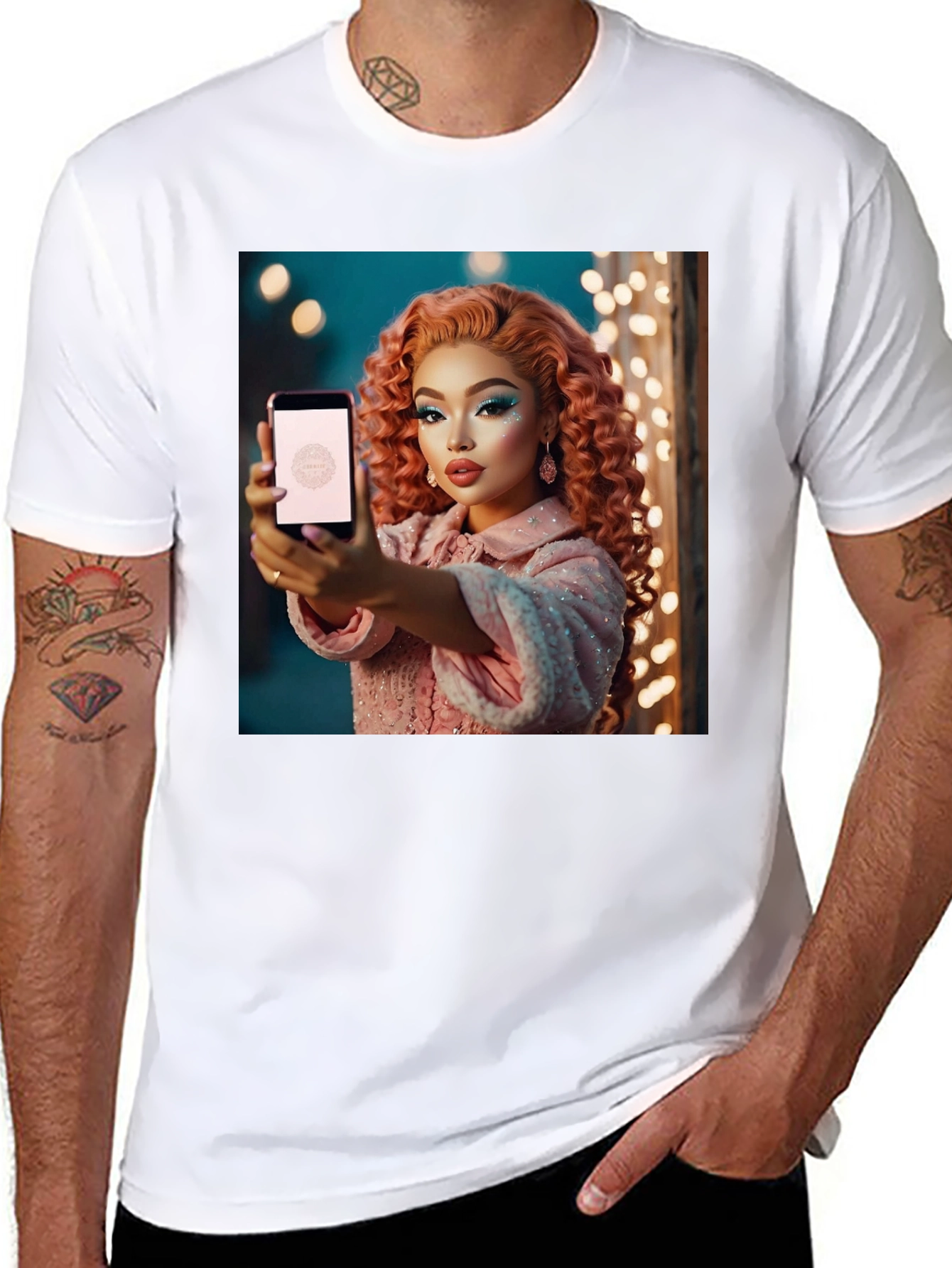 Black Stylish Black T-Shirt with Glamorous Woman Graphic view 8